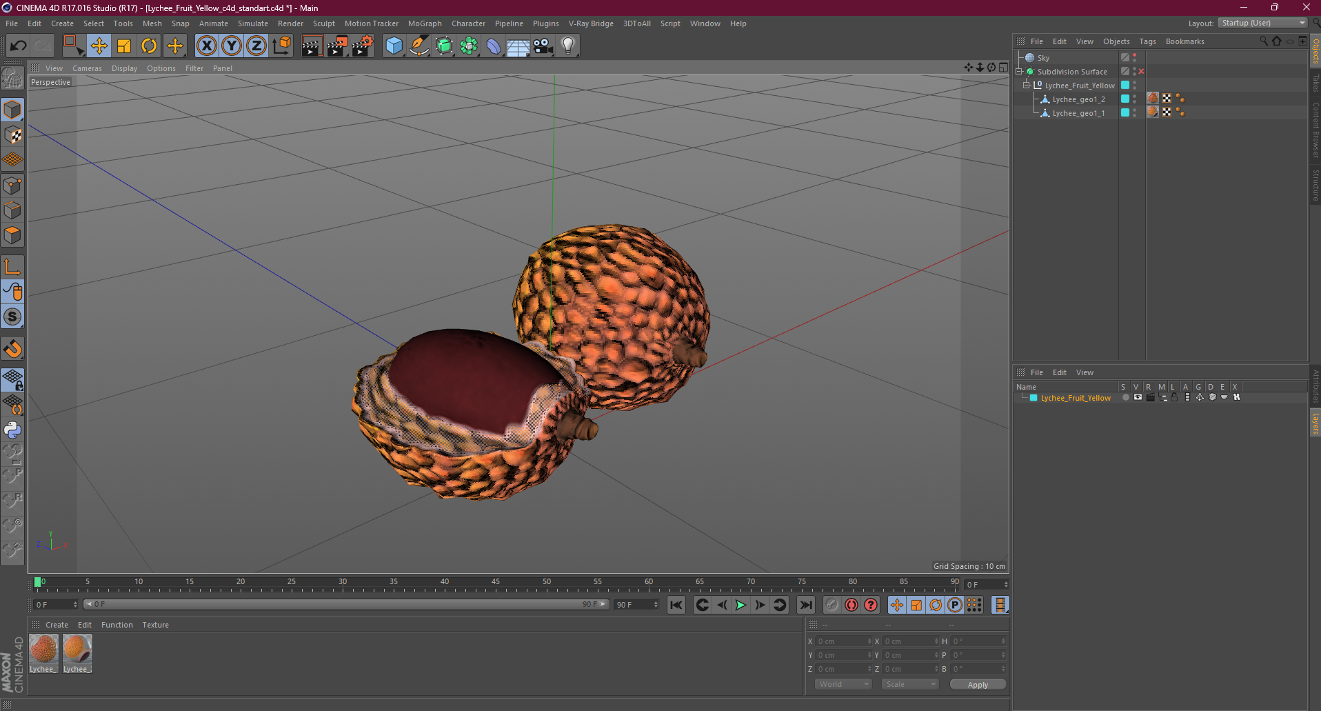 Lychee Fruit Yellow 3D model