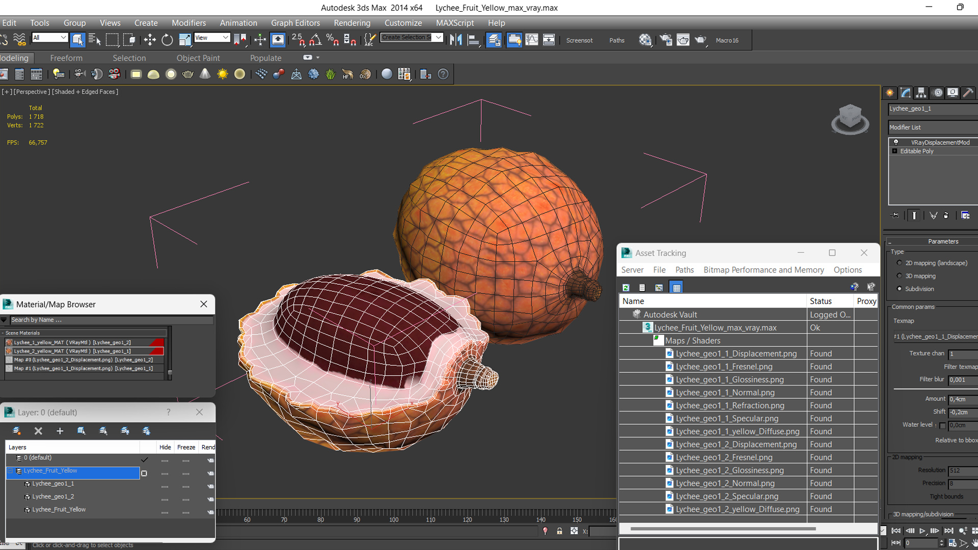 Lychee Fruit Yellow 3D model