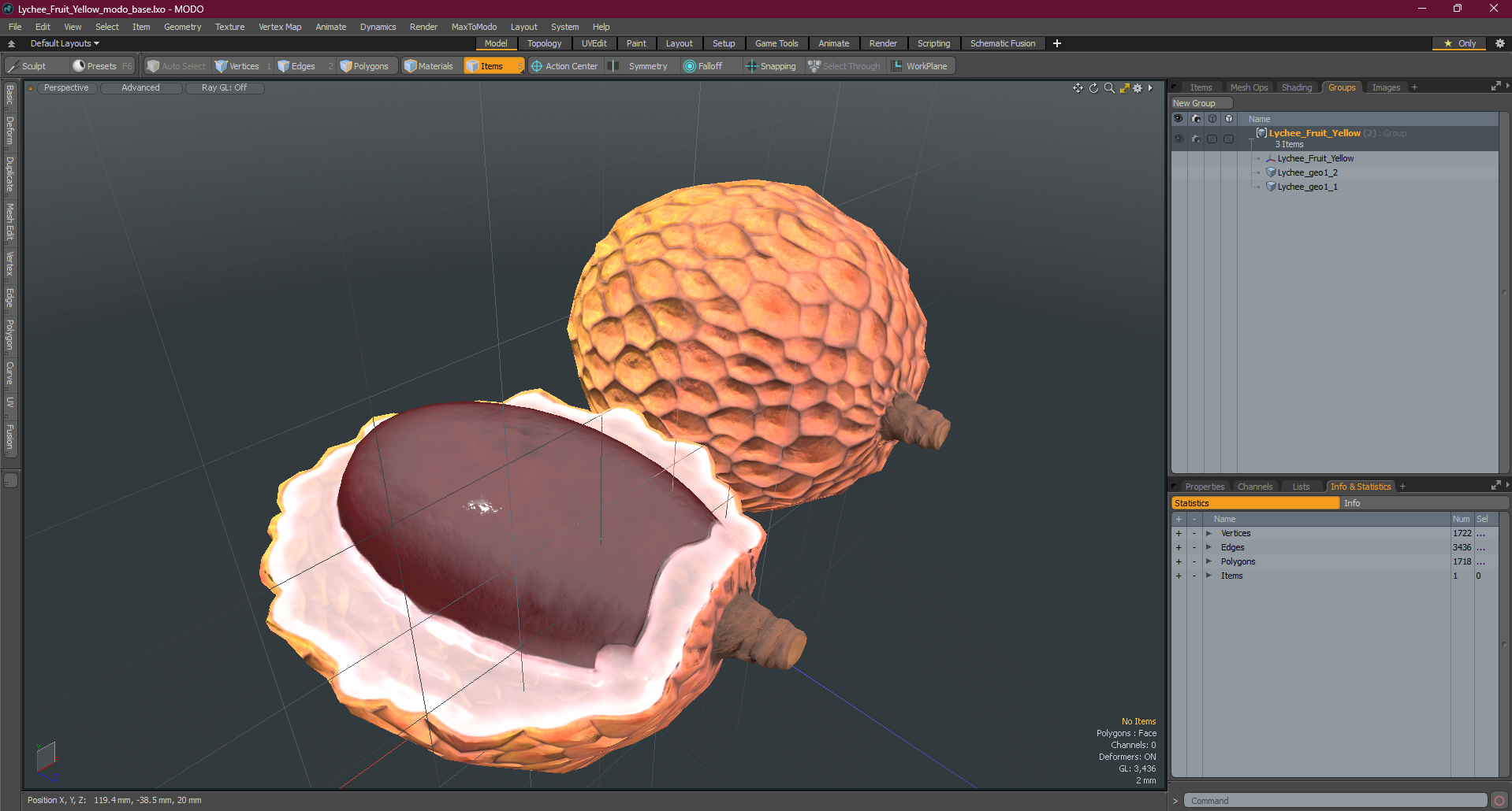 Lychee Fruit Yellow 3D model