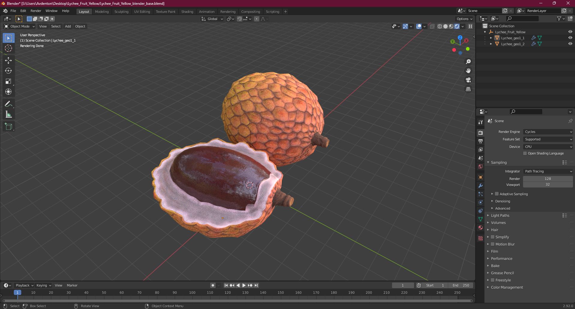 Lychee Fruit Yellow 3D model