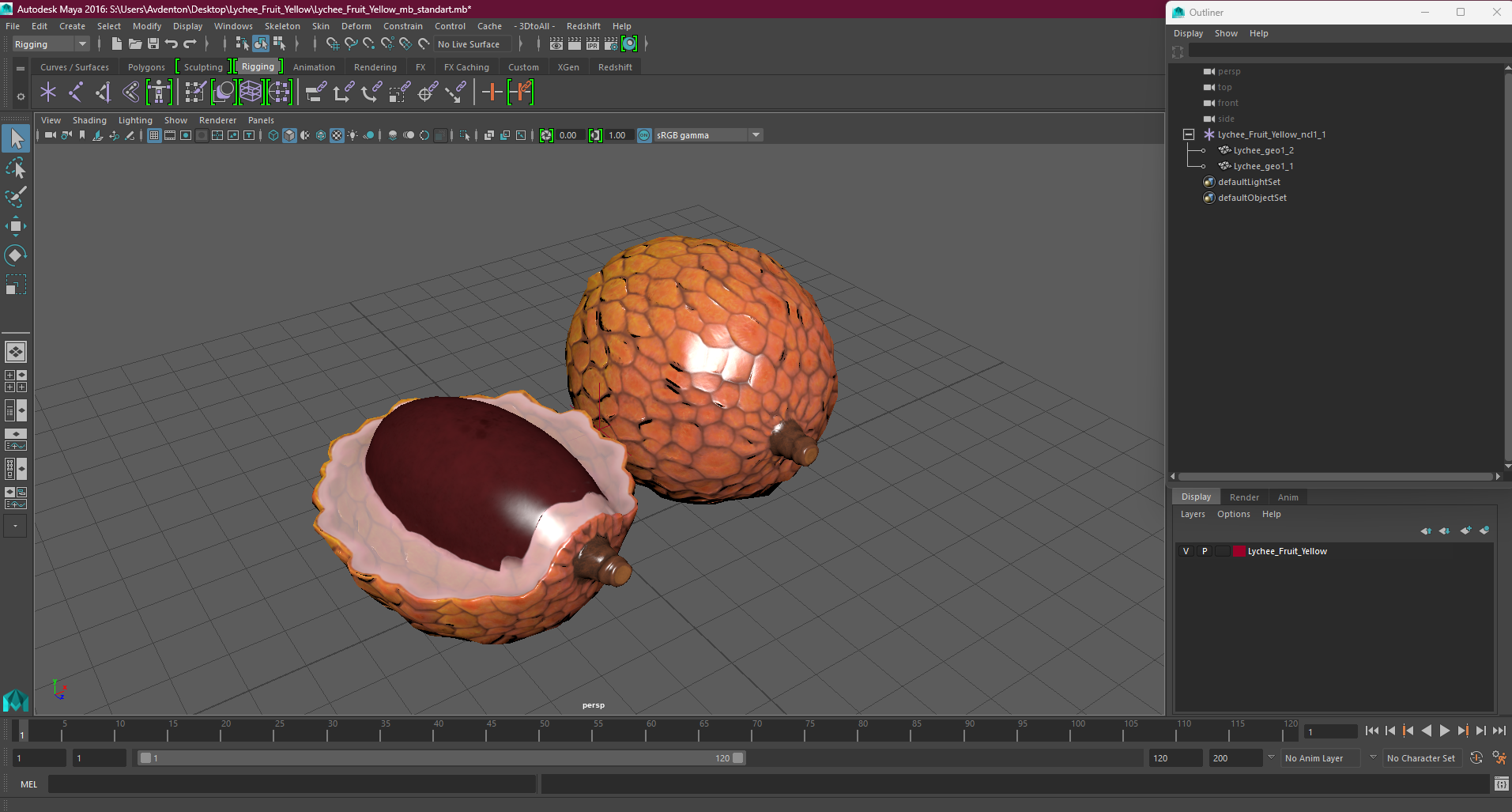 Lychee Fruit Yellow 3D model