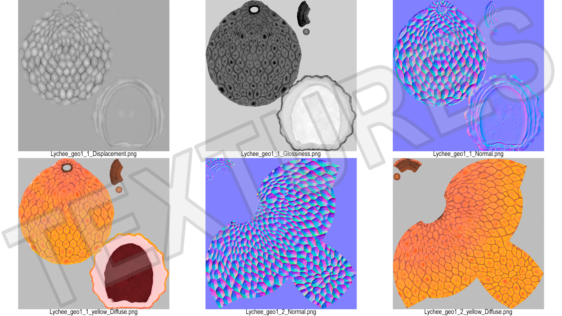 Lychee Fruit Yellow 3D model