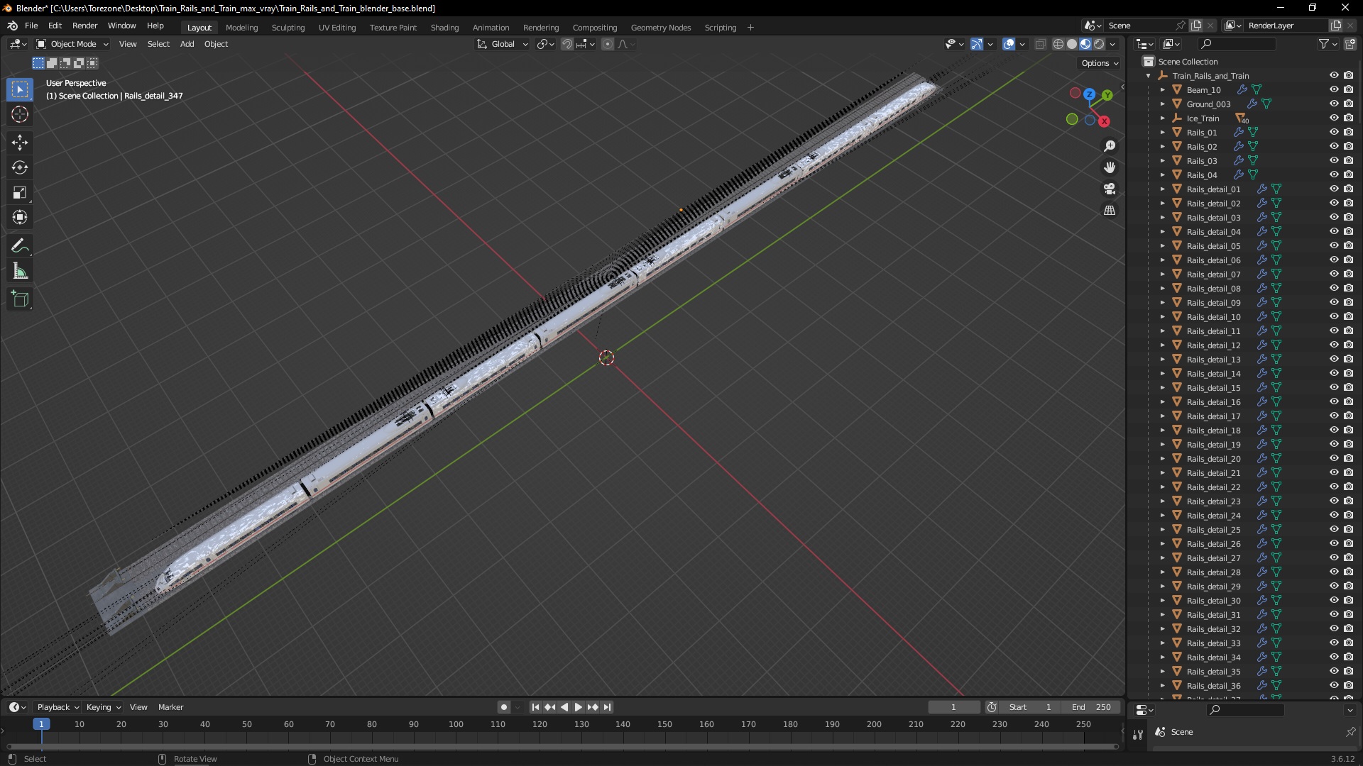 3D Train Rails and Train