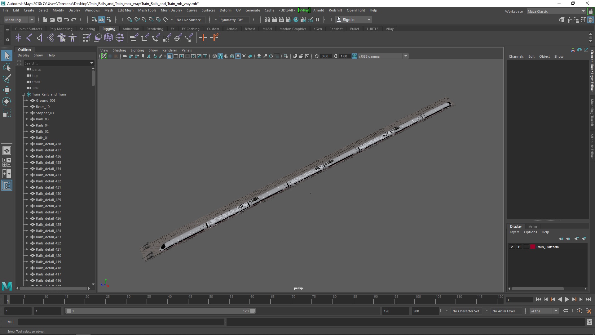 3D Train Rails and Train