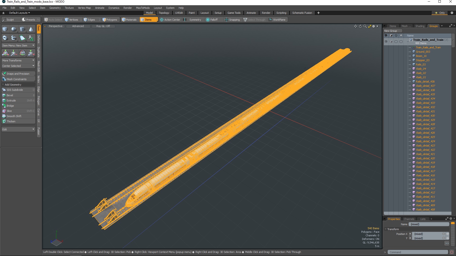 3D Train Rails and Train
