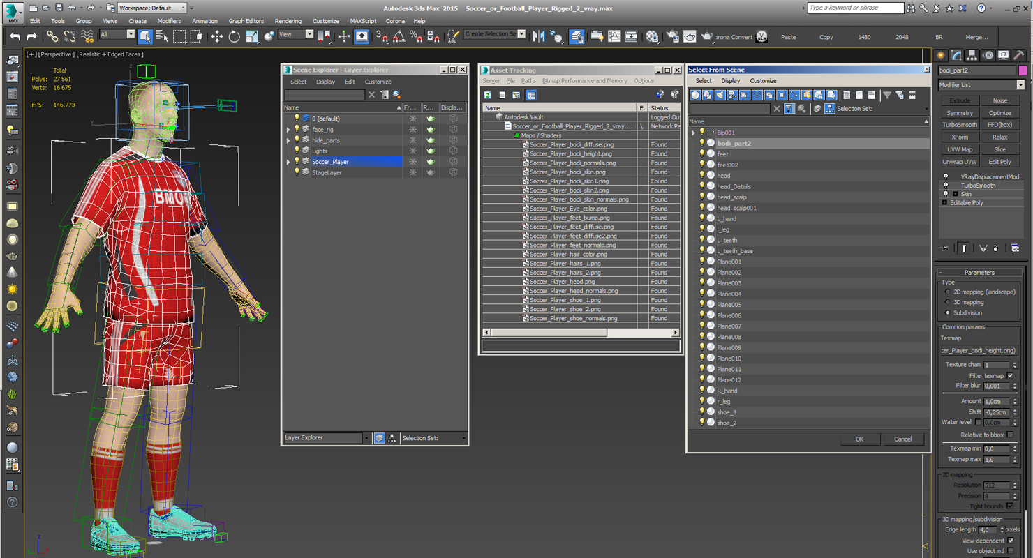 Soccer or Football Player Rigged 2 3D model