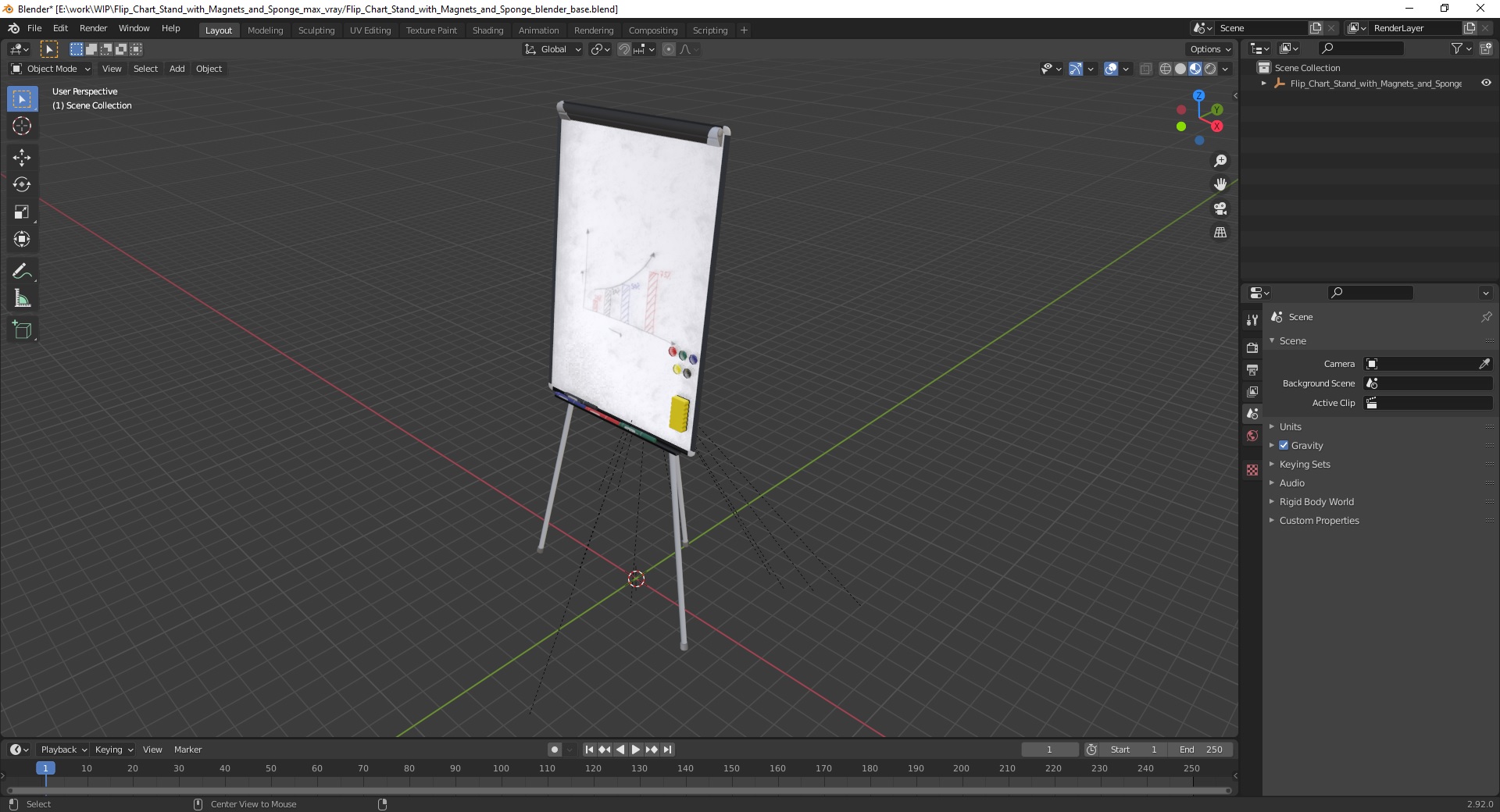 3D model Flip Chart Stand with Magnets and Sponge
