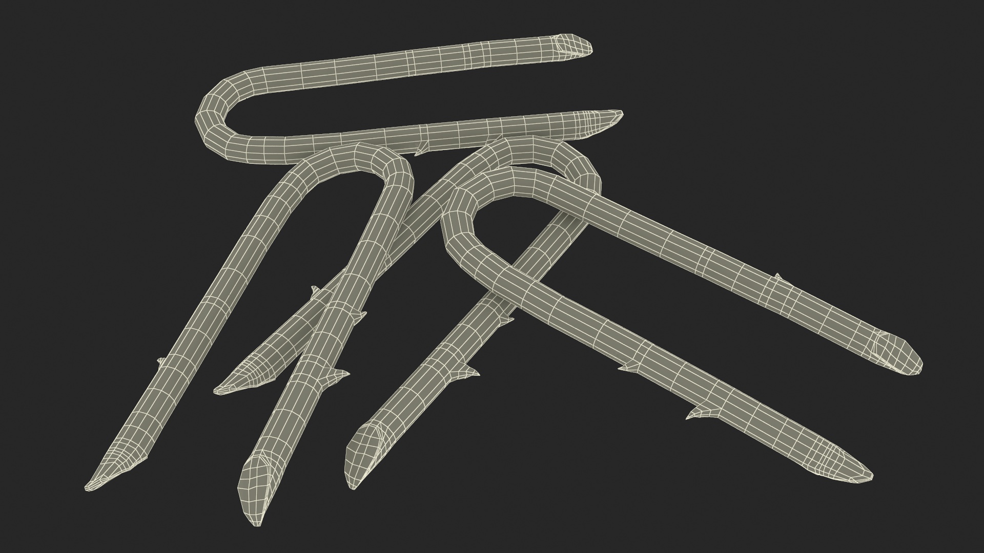 Pile of U-type Flat Head Nails Double Barbed 3D model