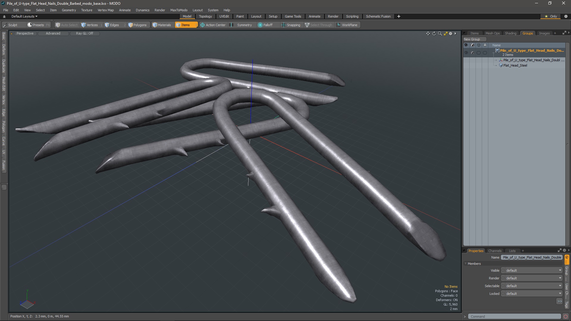 Pile of U-type Flat Head Nails Double Barbed 3D model