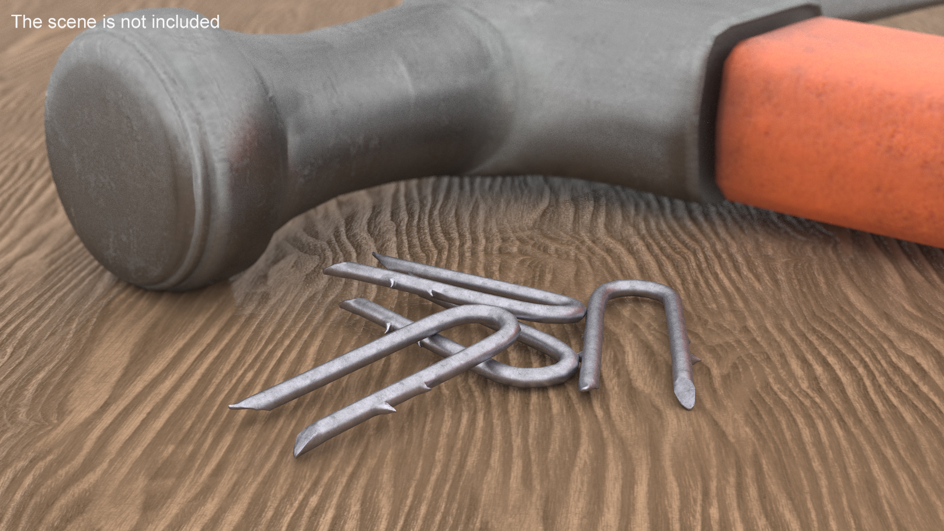 Pile of U-type Flat Head Nails Double Barbed 3D model