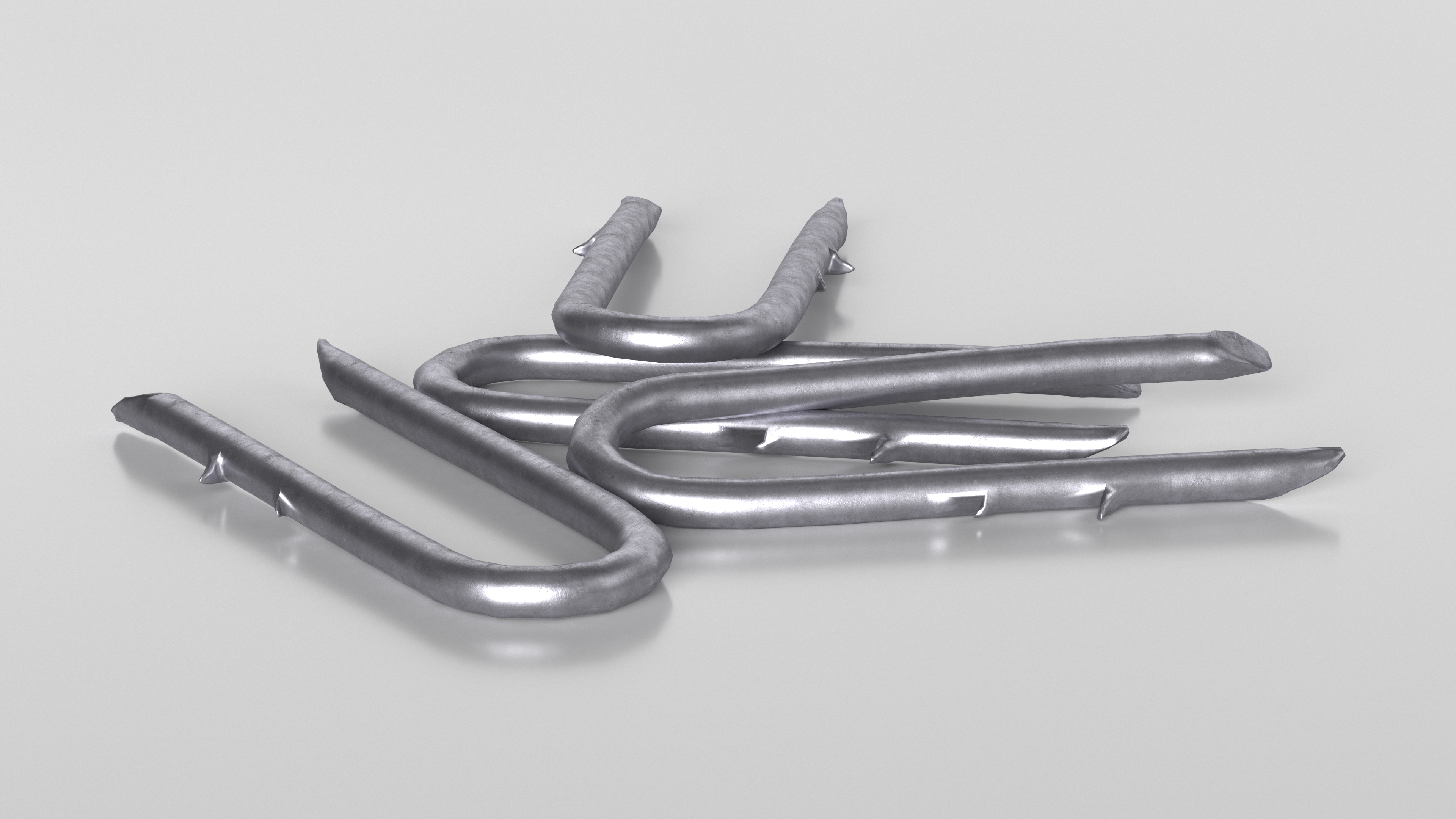Pile of U-type Flat Head Nails Double Barbed 3D model
