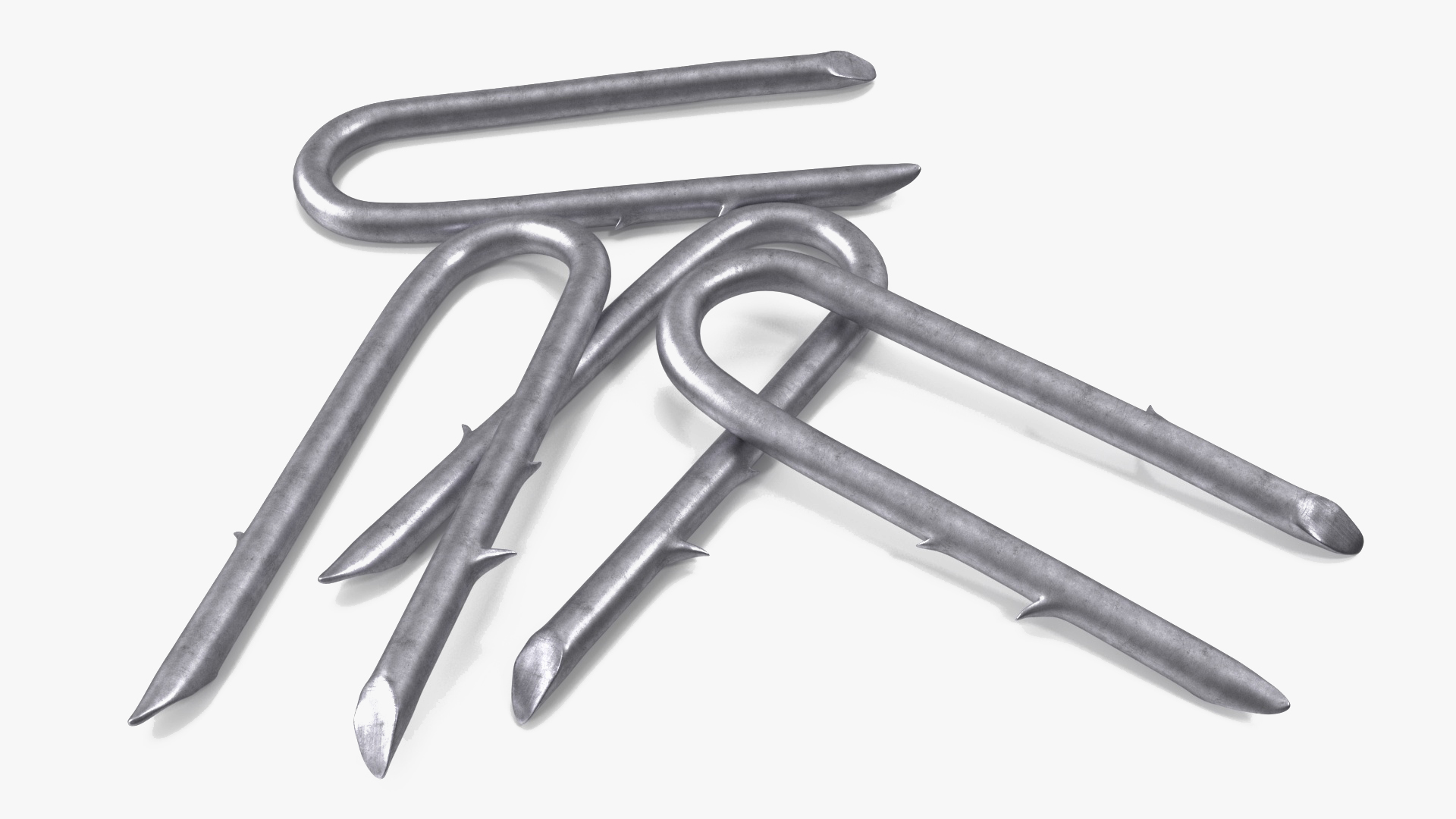 Pile of U-type Flat Head Nails Double Barbed 3D model