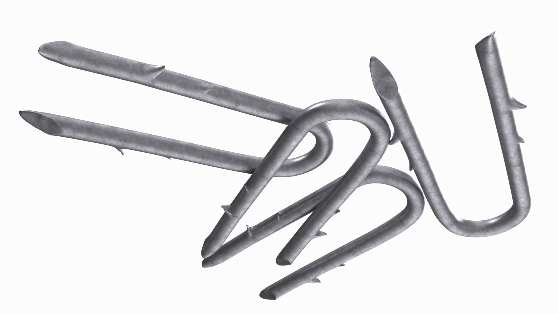 Pile of U-type Flat Head Nails Double Barbed 3D model