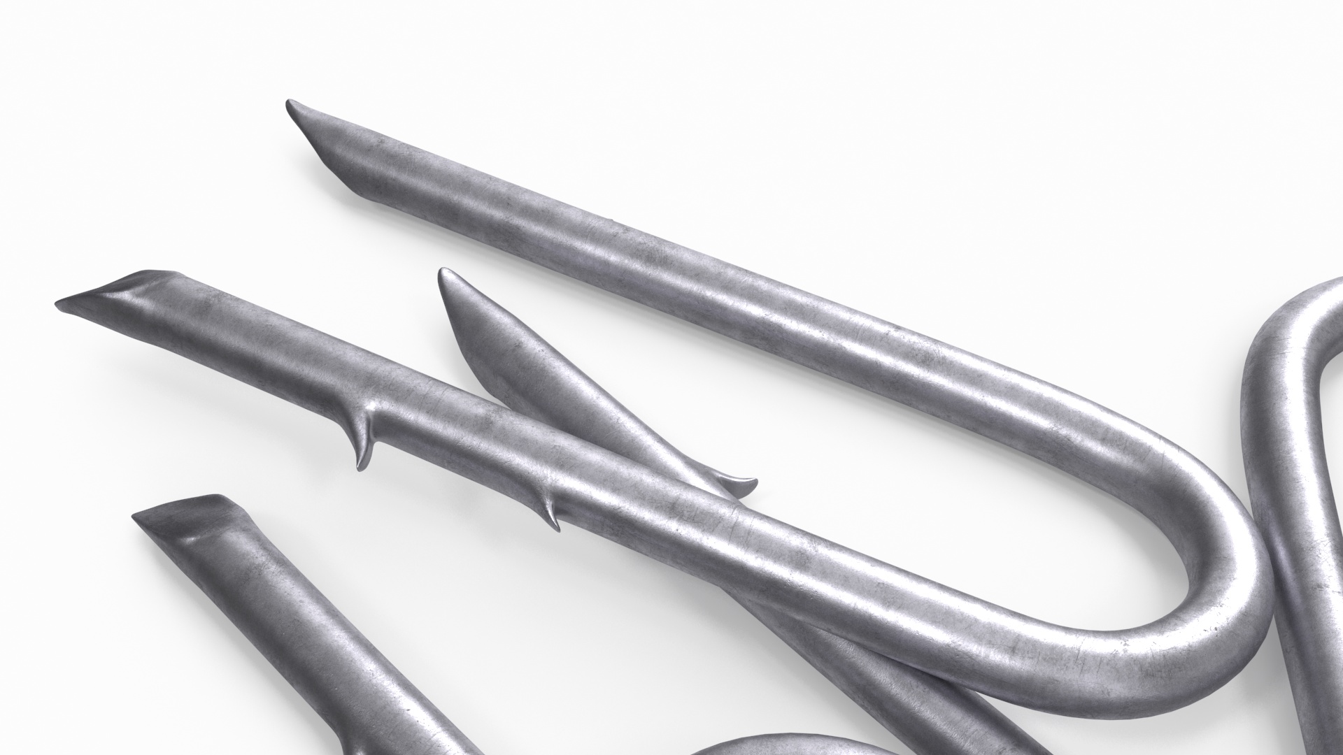 Pile of U-type Flat Head Nails Double Barbed 3D model