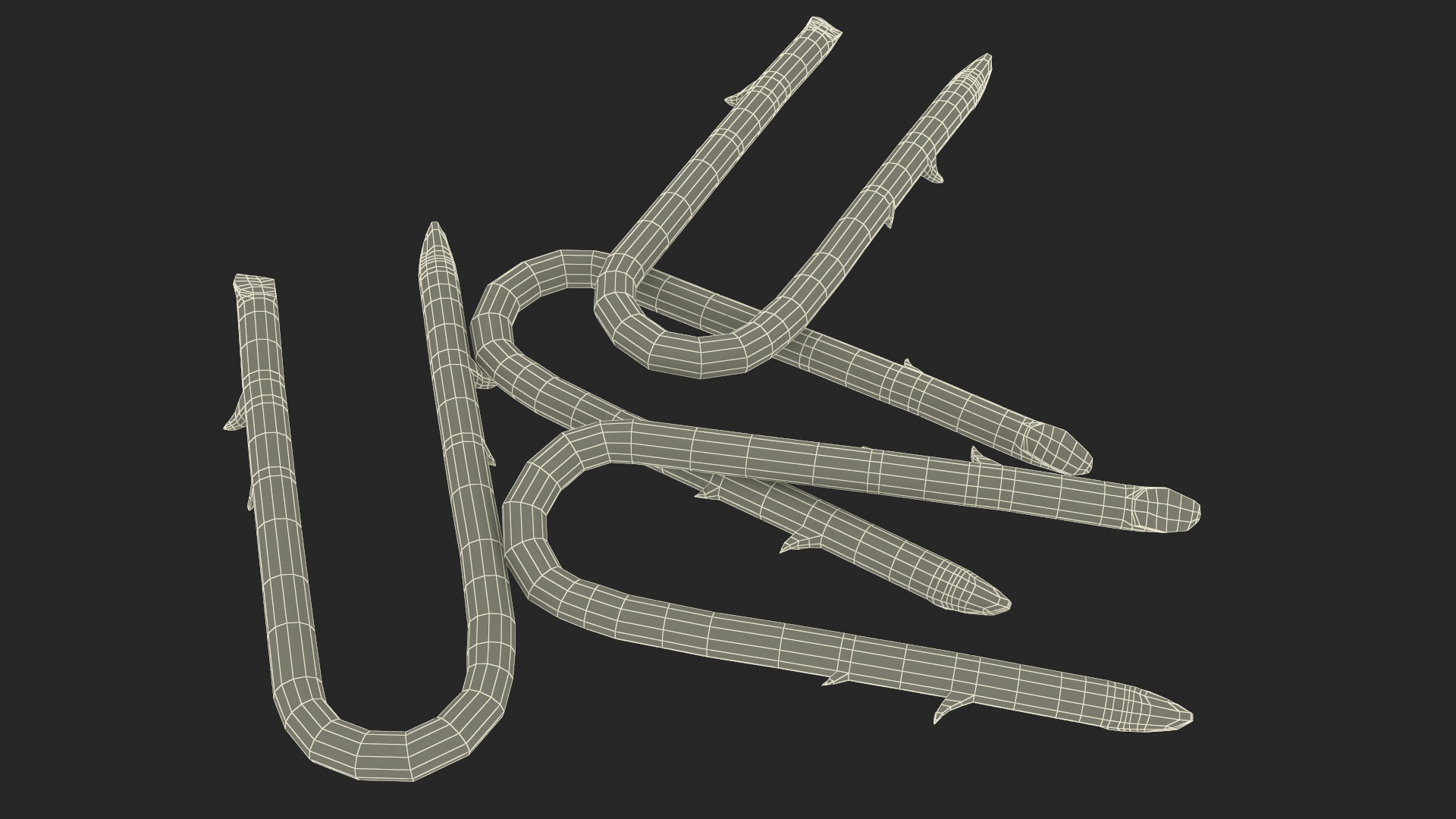 Pile of U-type Flat Head Nails Double Barbed 3D model