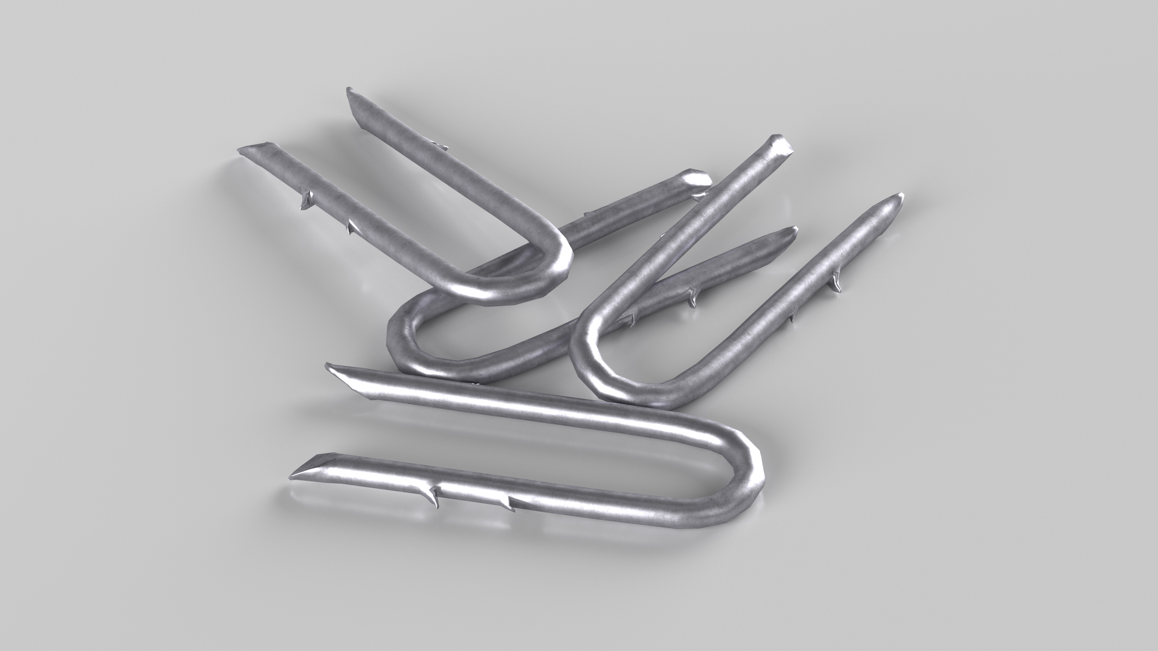 Pile of U-type Flat Head Nails Double Barbed 3D model
