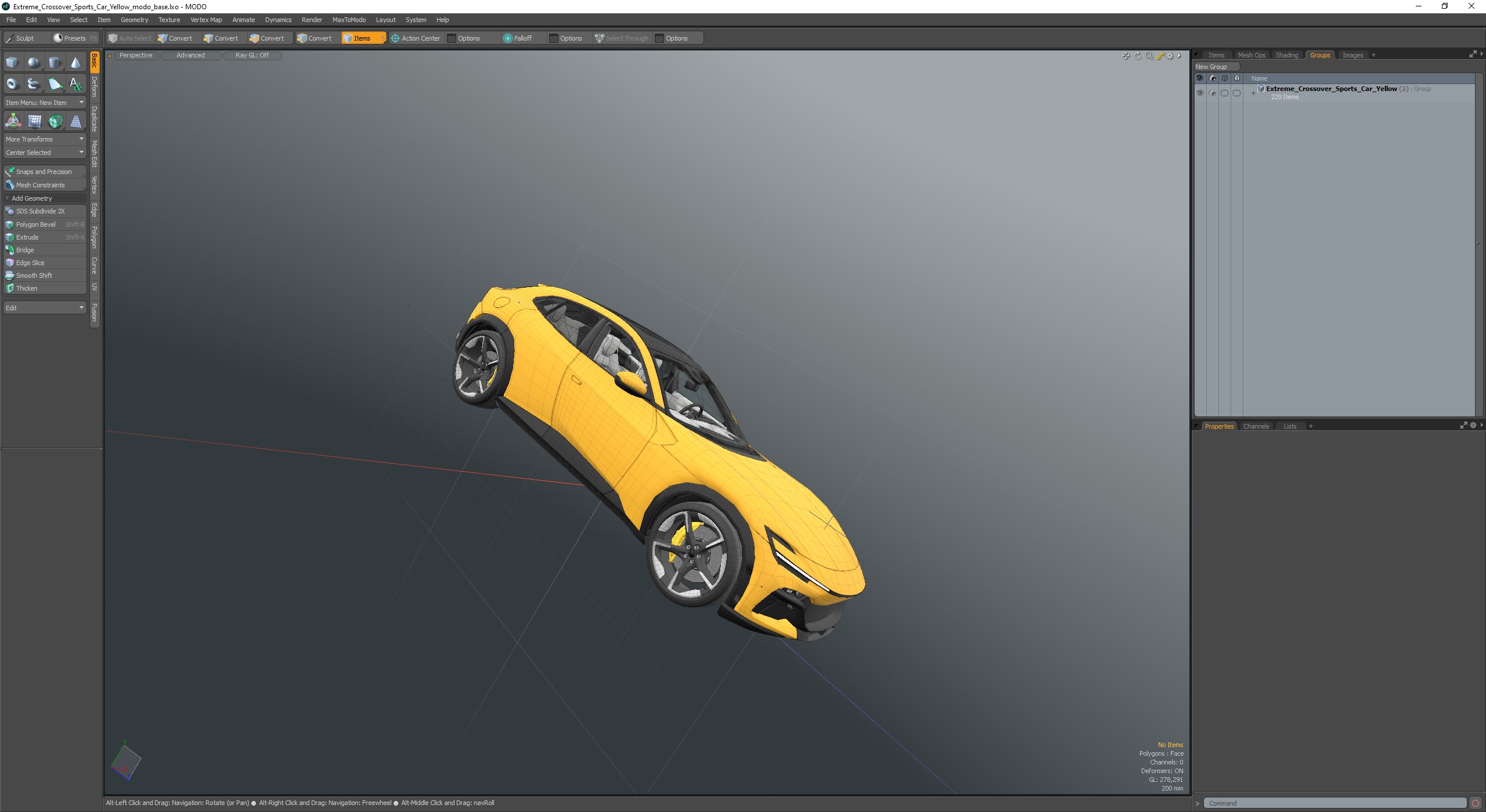 3D model Extreme Crossover Sports Car Yellow
