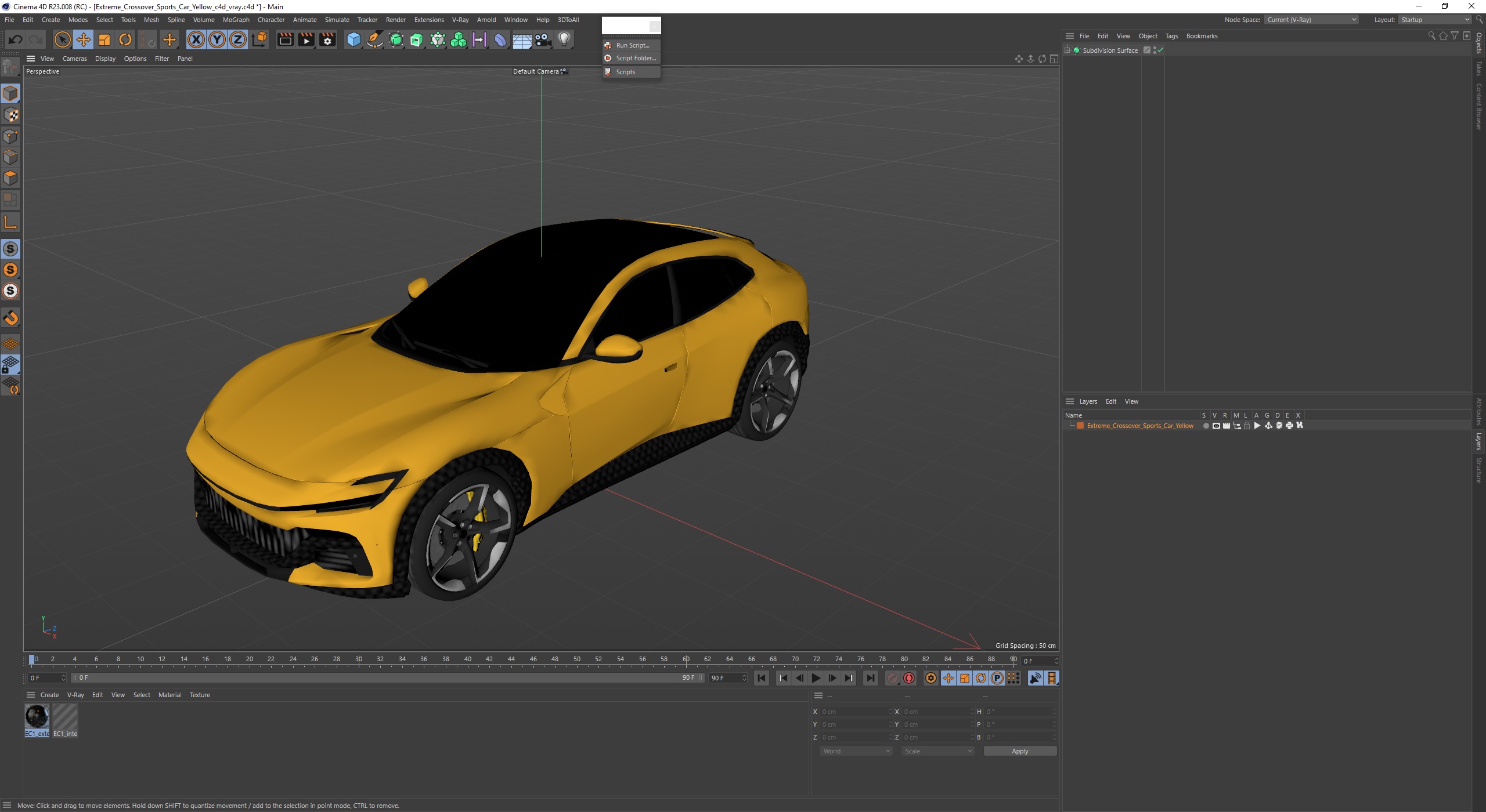 3D model Extreme Crossover Sports Car Yellow