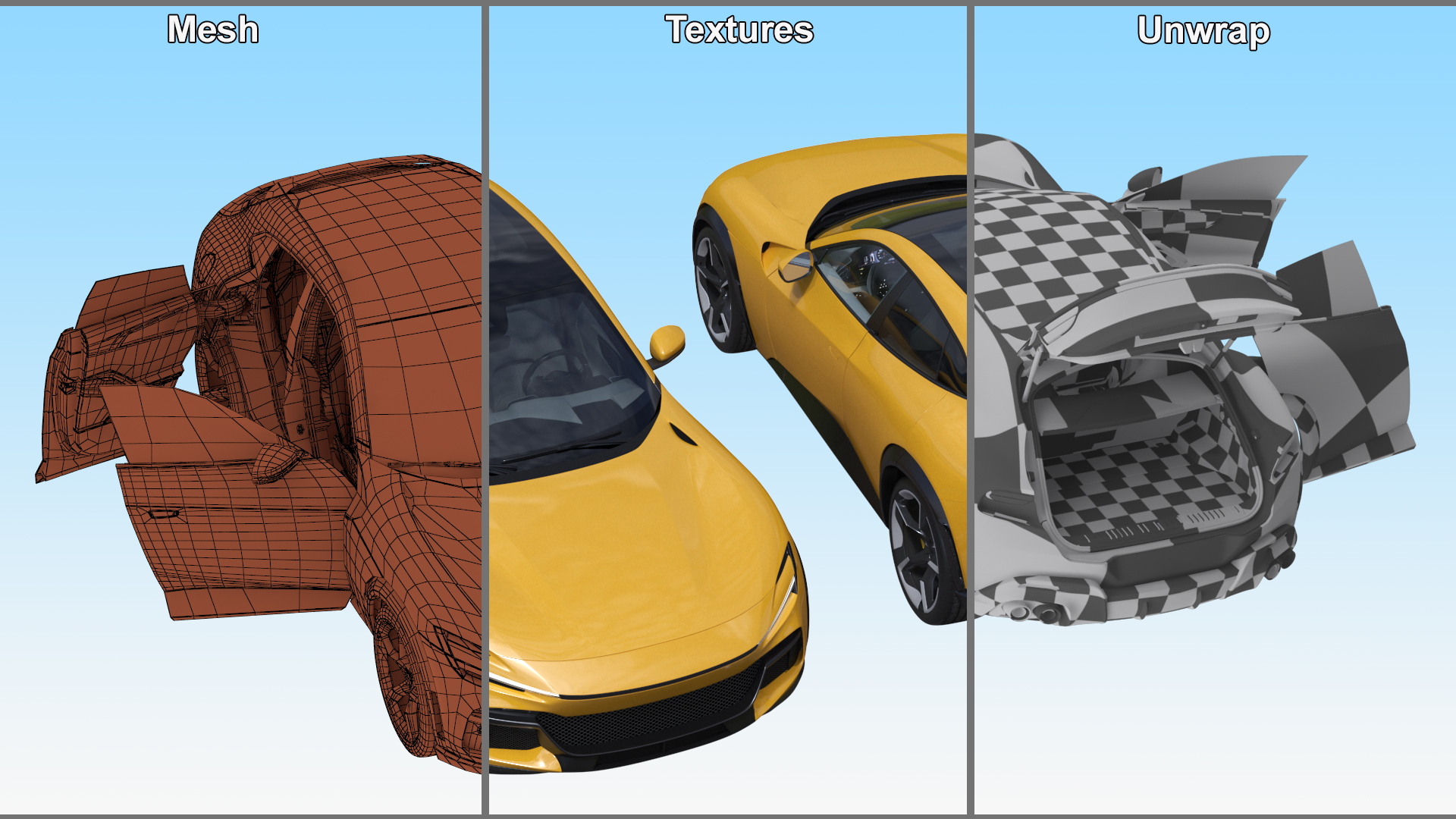 3D model Extreme Crossover Sports Car Yellow