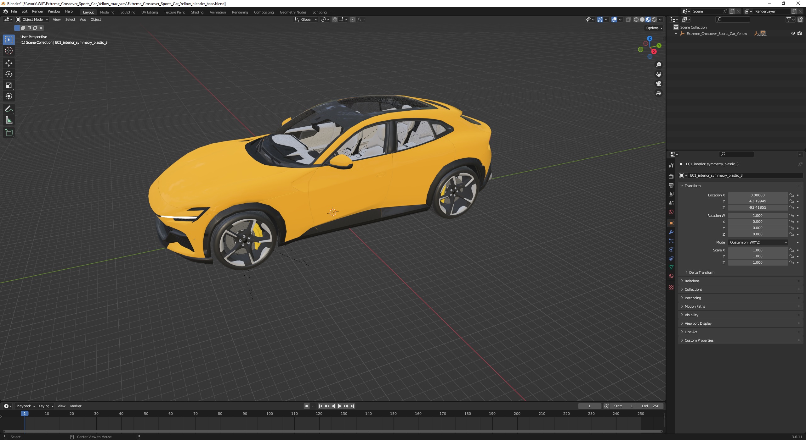 3D model Extreme Crossover Sports Car Yellow