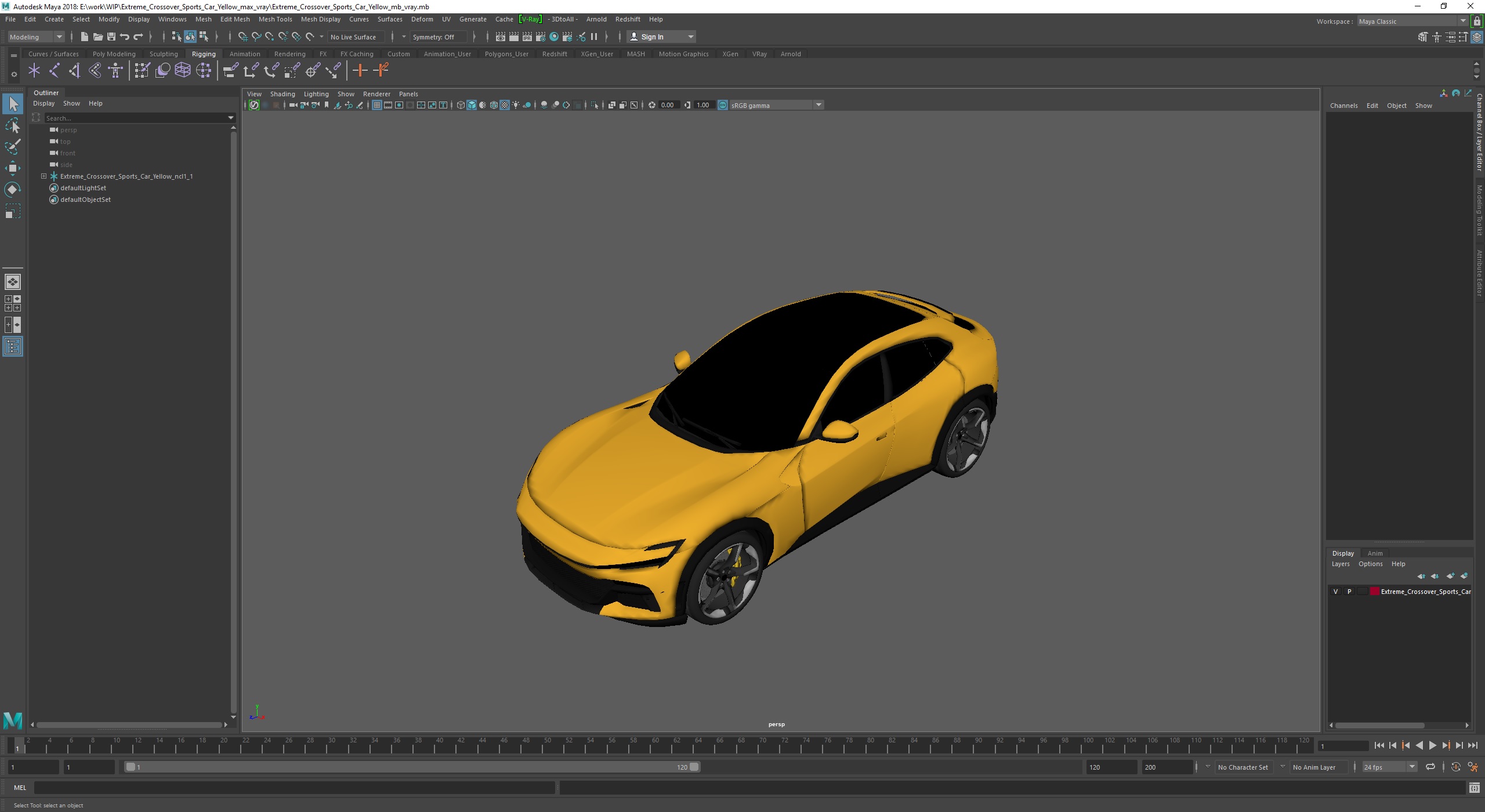3D model Extreme Crossover Sports Car Yellow