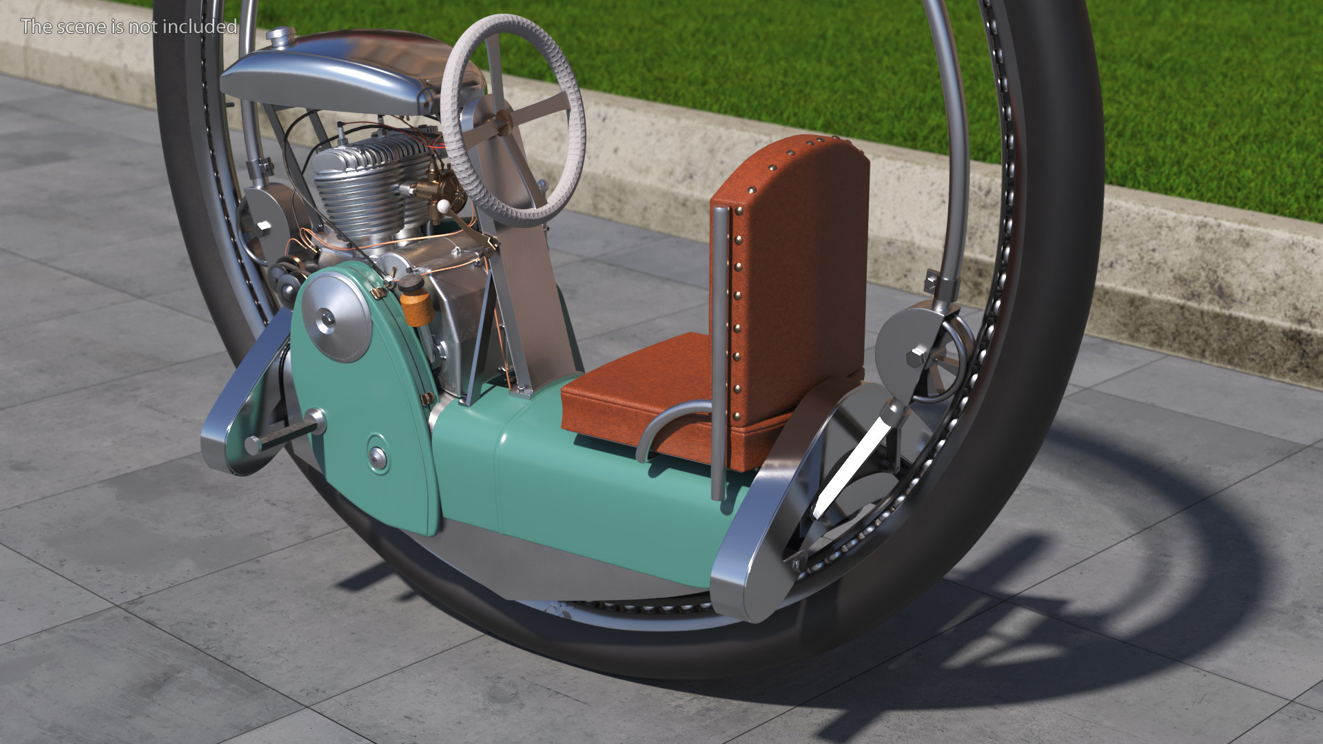 3D Retro Motorized Unicycle Rigged