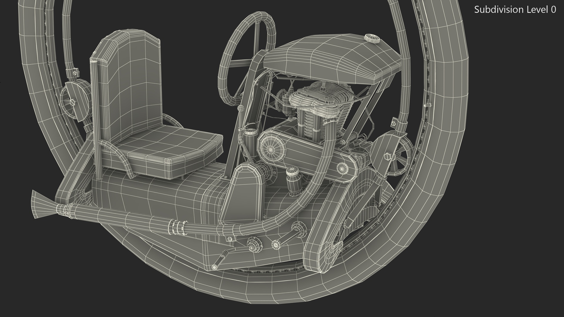 3D Retro Motorized Unicycle Rigged