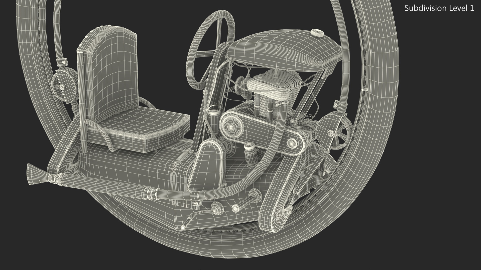 3D Retro Motorized Unicycle Rigged
