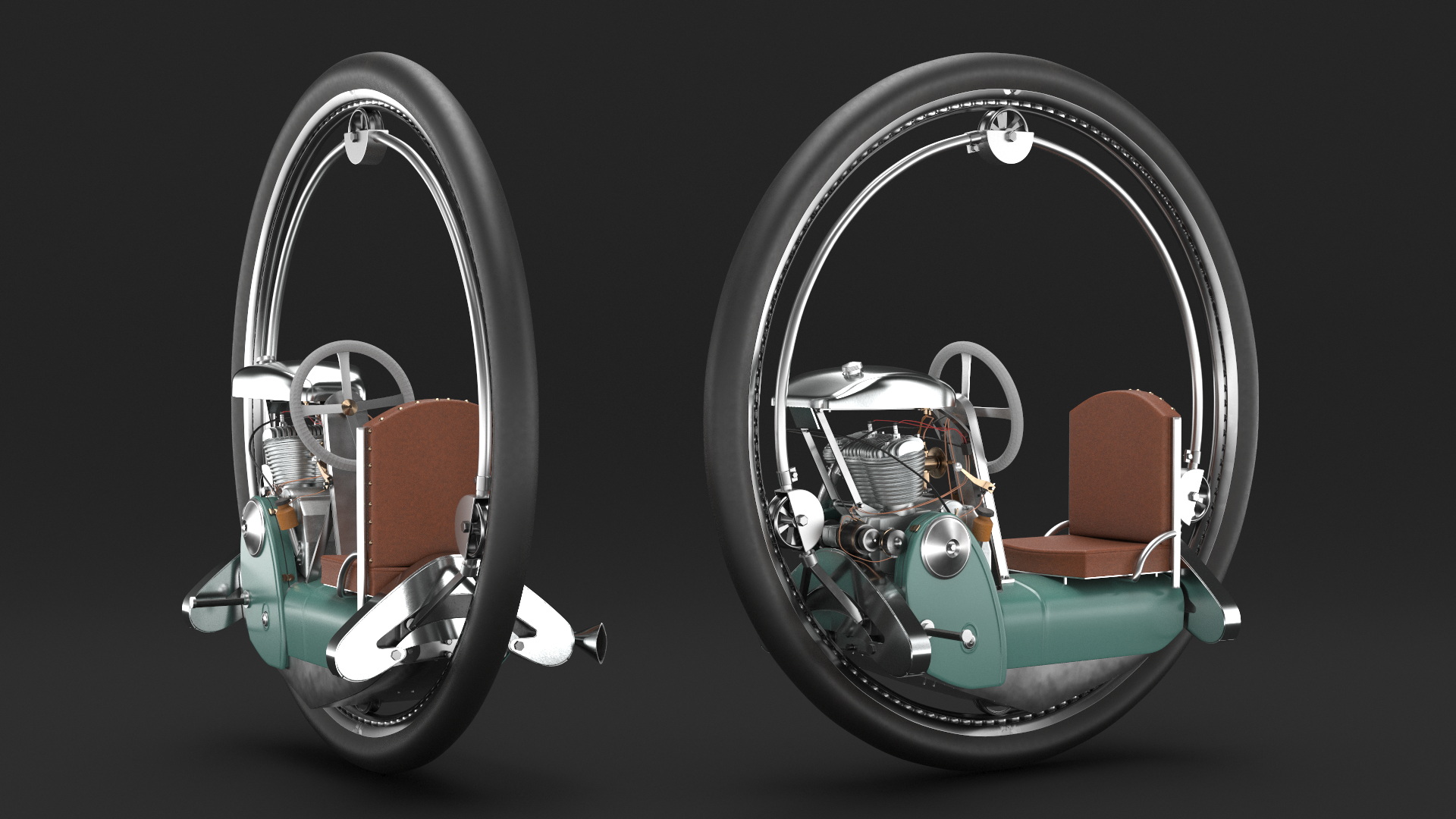 3D Retro Motorized Unicycle Rigged