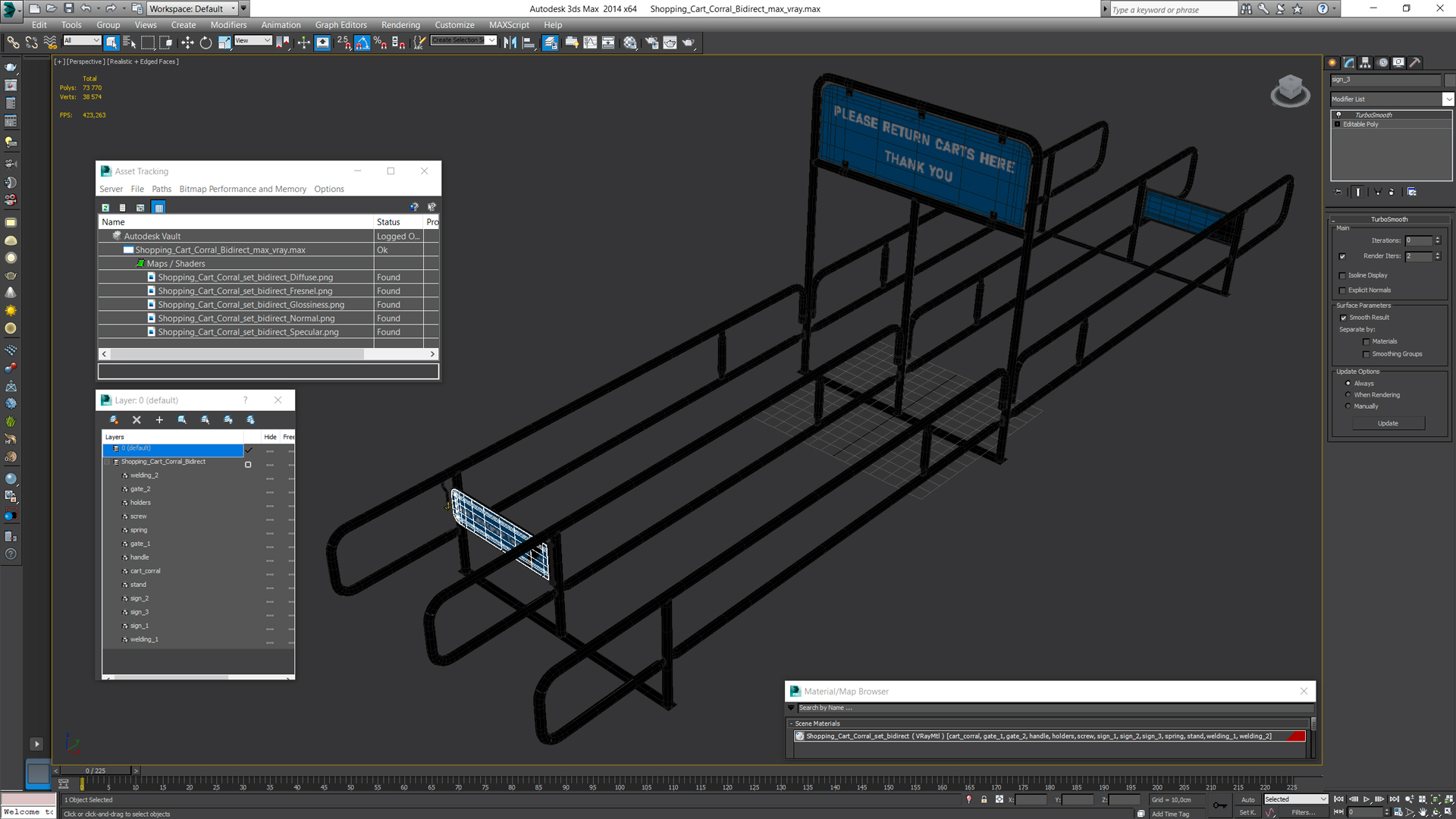Shopping Cart Corral Bidirect 3D model