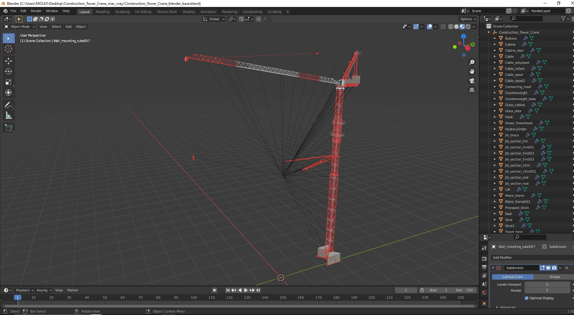 Construction Tower Crane 3D model