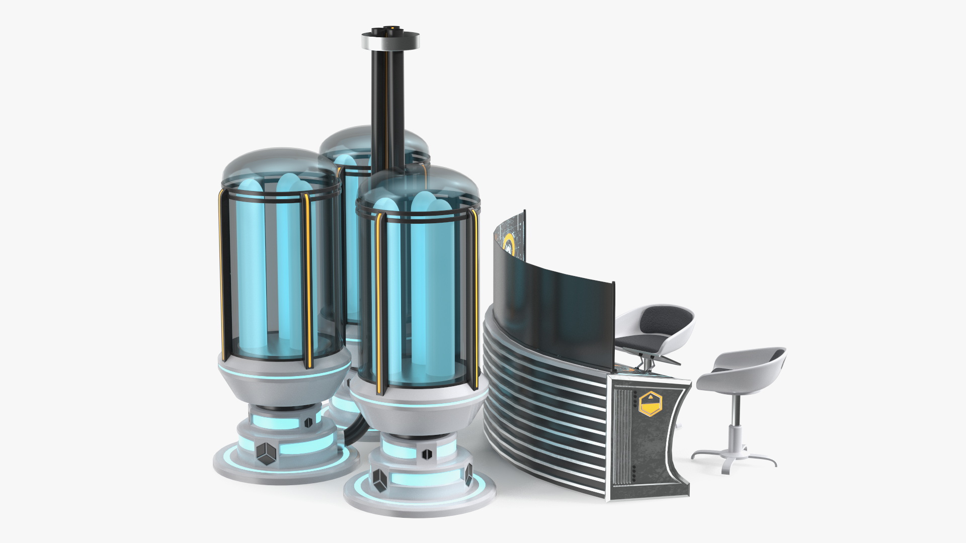 Futuristic Control Panel Station 3D