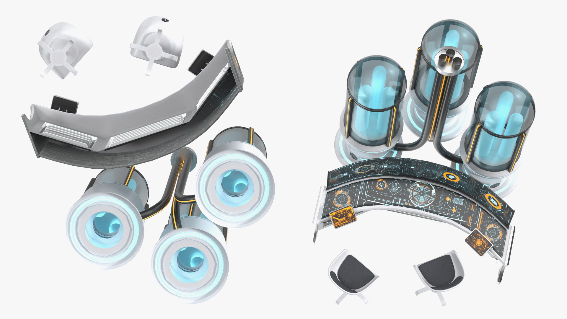 Futuristic Control Panel Station 3D