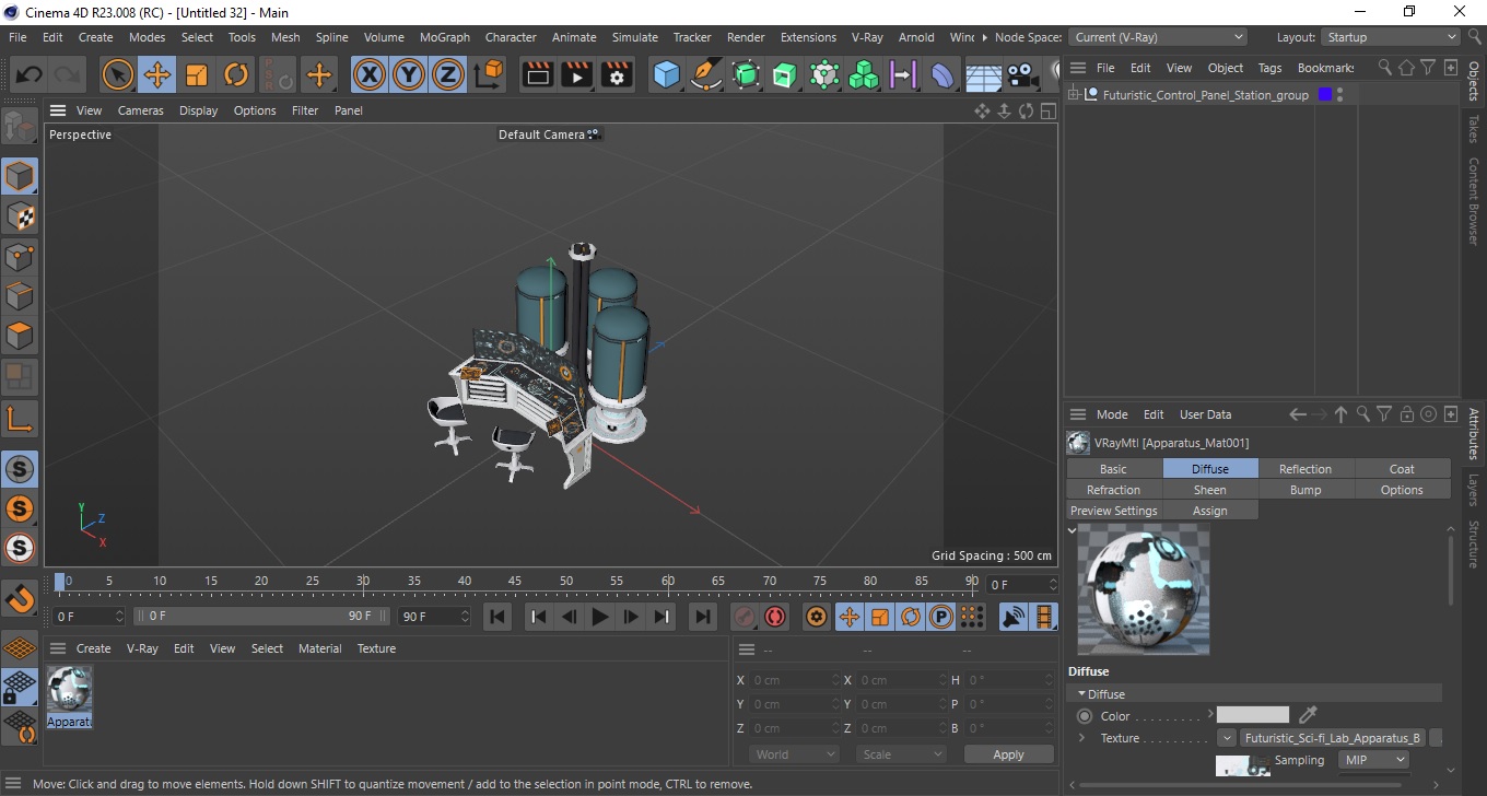 Futuristic Control Panel Station 3D