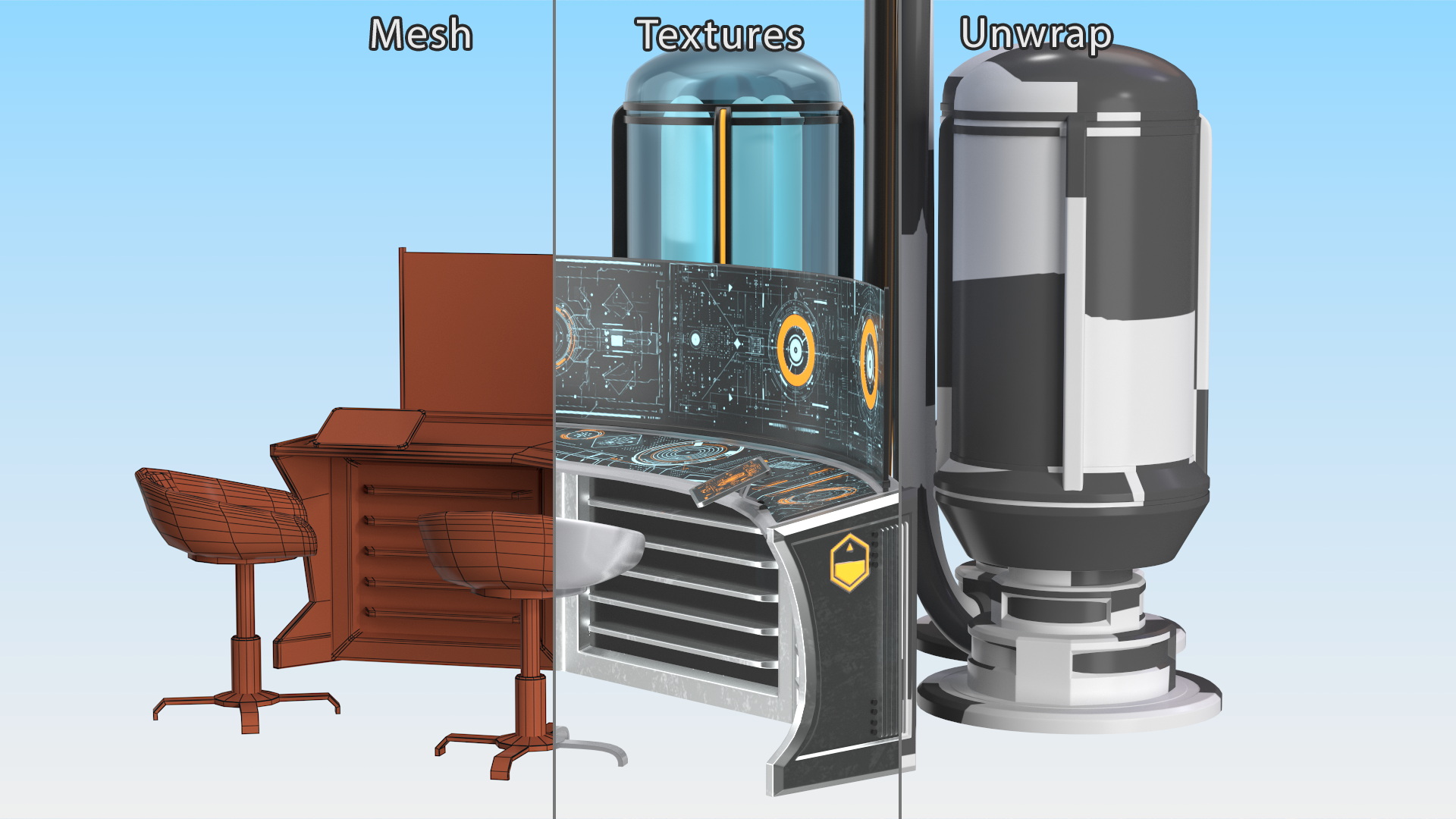 Futuristic Control Panel Station 3D