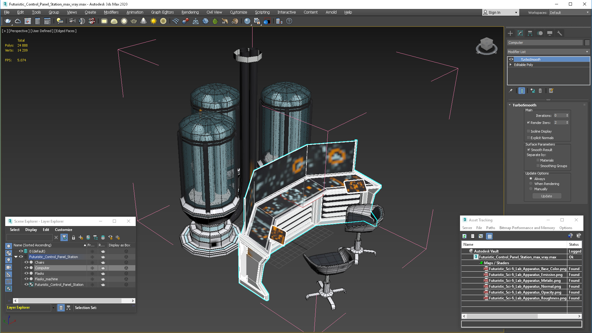 Futuristic Control Panel Station 3D
