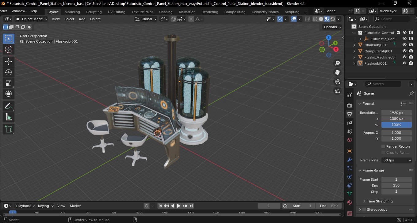Futuristic Control Panel Station 3D