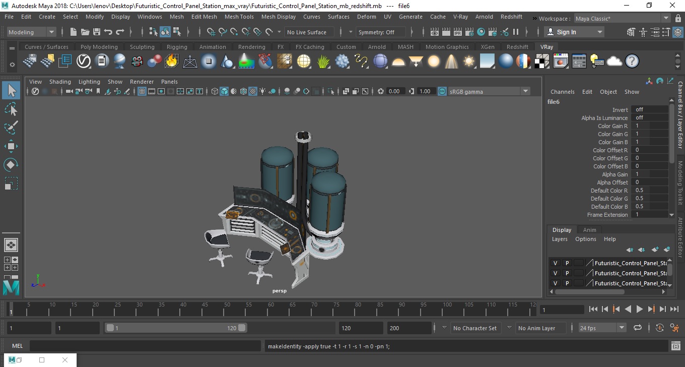 Futuristic Control Panel Station 3D