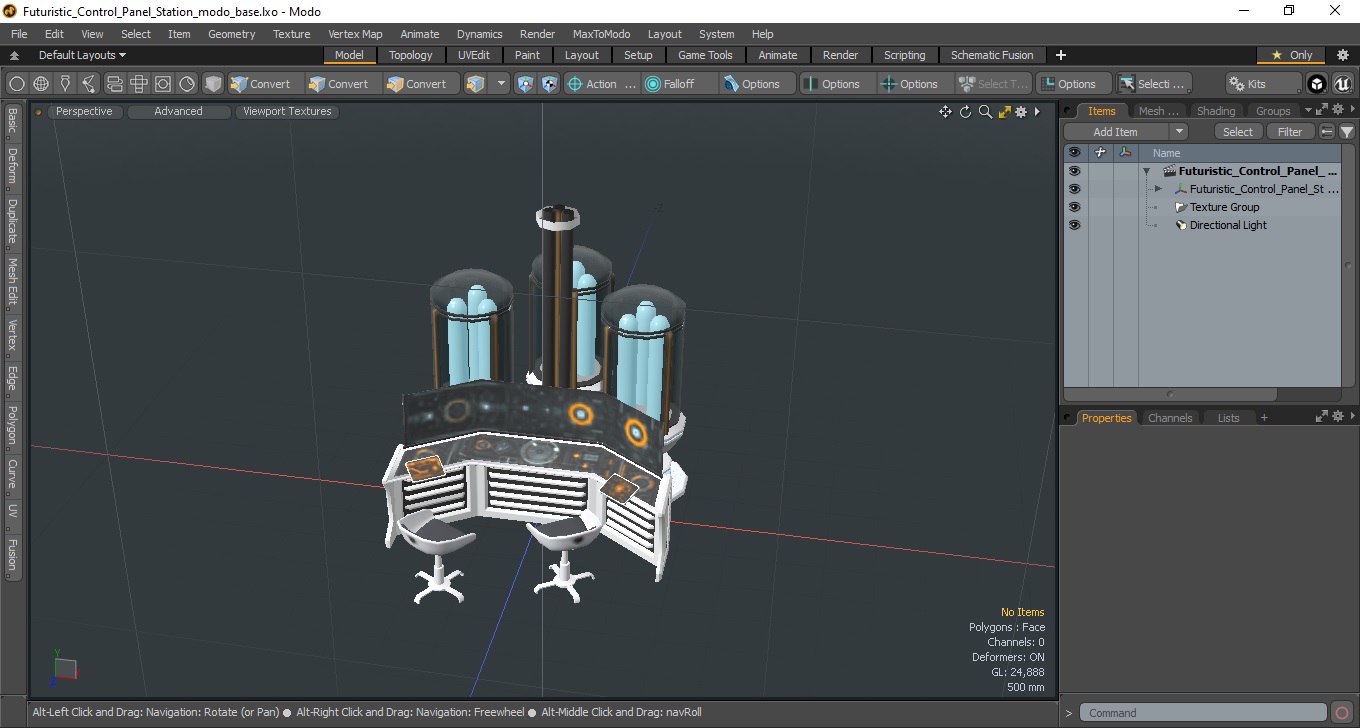 Futuristic Control Panel Station 3D