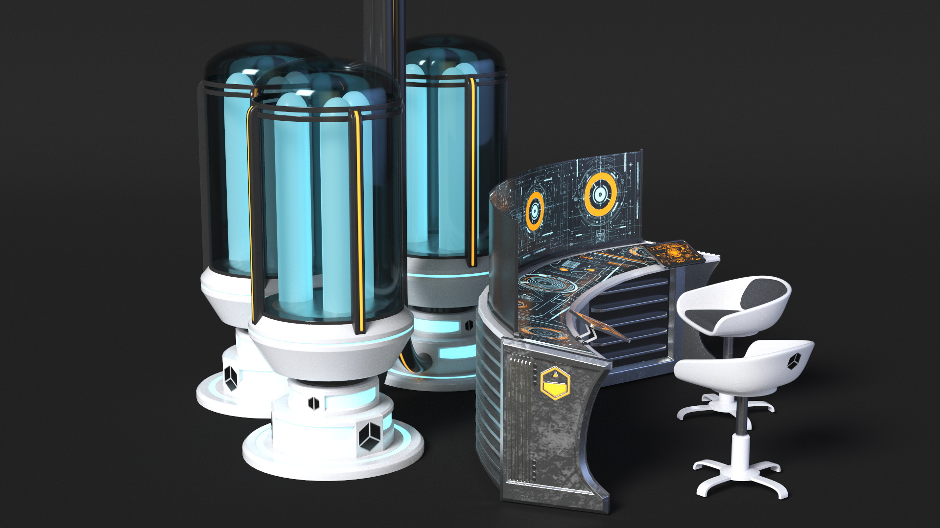 Futuristic Control Panel Station 3D