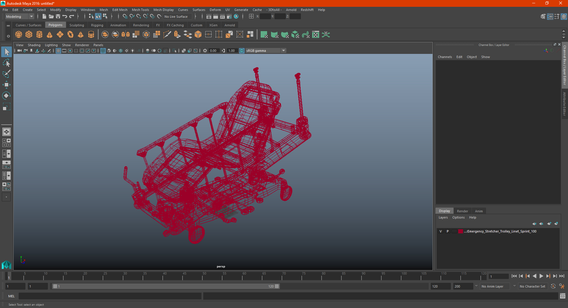 Emergency Stretcher Trolley Linet Sprint 100 3D model