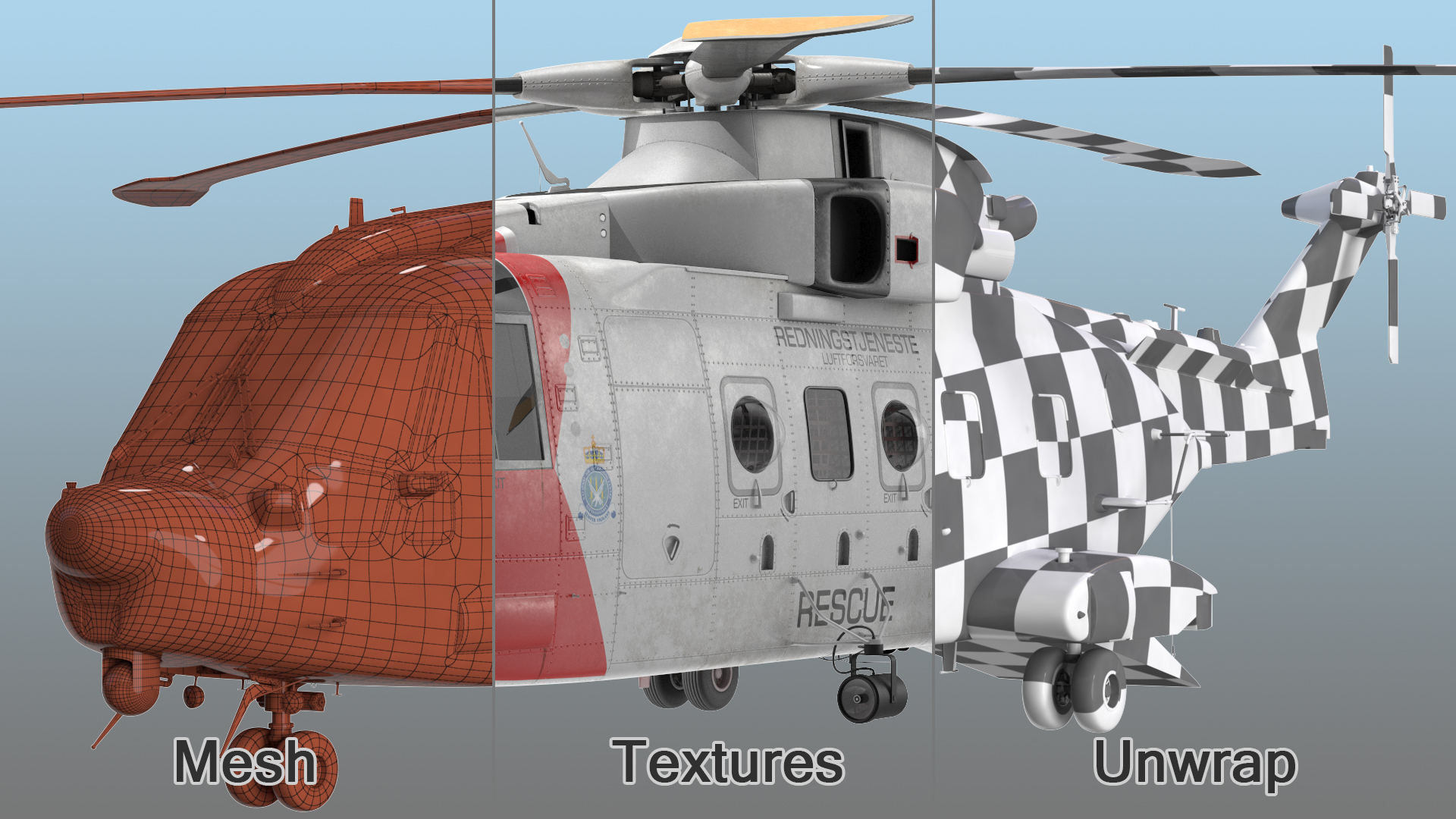 3D AgustaWestland AW101 Helicopter Norwegian Air Force