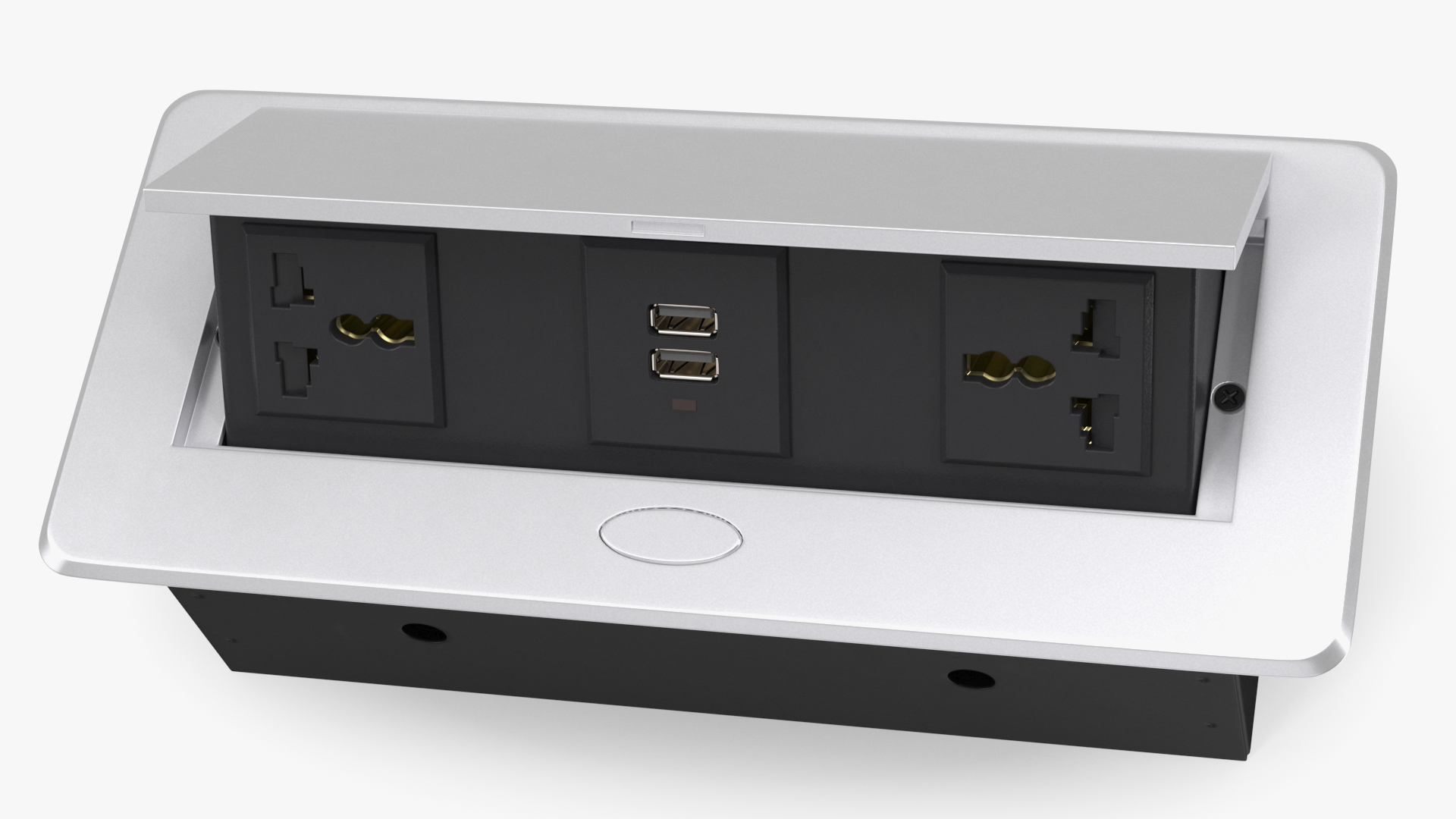Connection Box Tabletop Universal Socket USB Charger Grey 3D