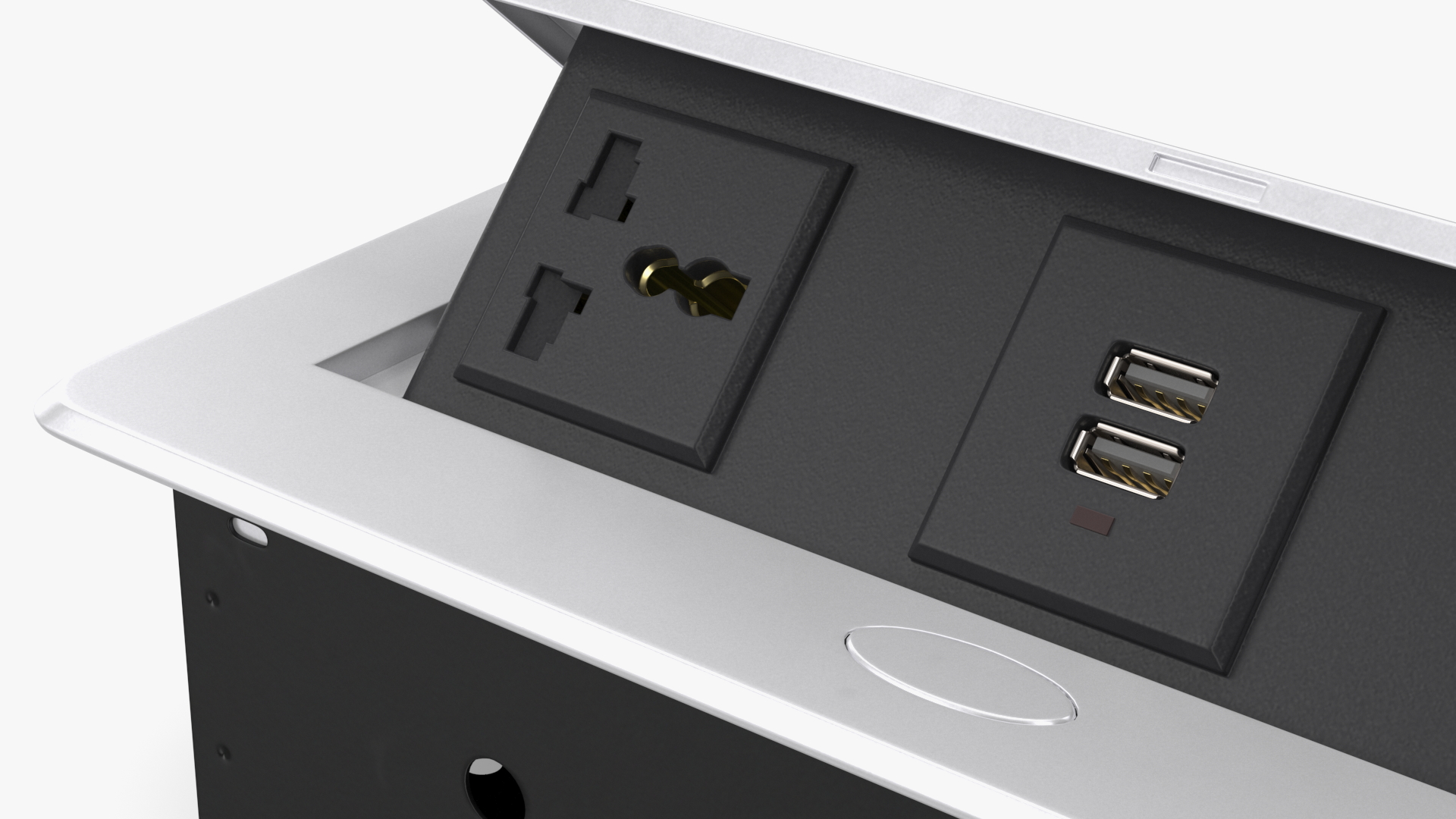Connection Box Tabletop Universal Socket USB Charger Grey 3D
