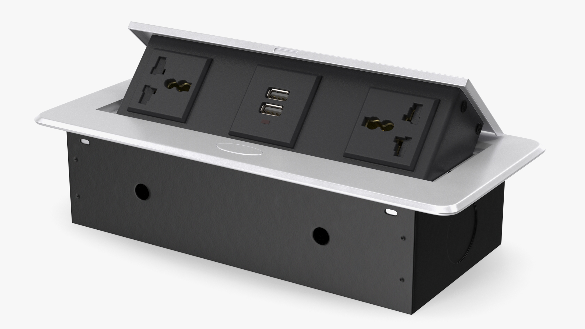 Connection Box Tabletop Universal Socket USB Charger Grey 3D