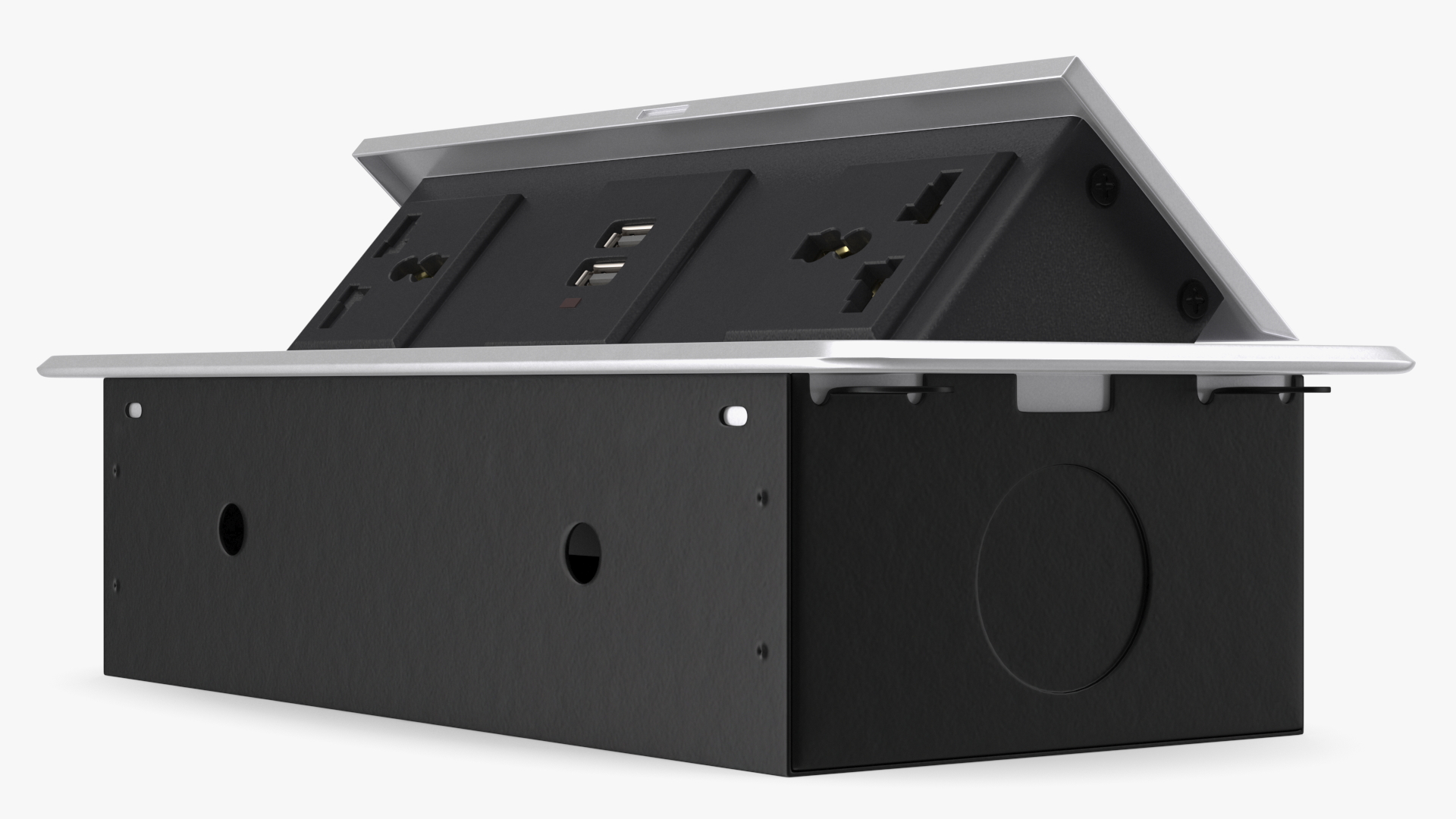 Connection Box Tabletop Universal Socket USB Charger Grey 3D