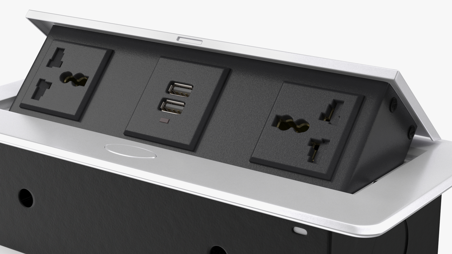 Connection Box Tabletop Universal Socket USB Charger Grey 3D