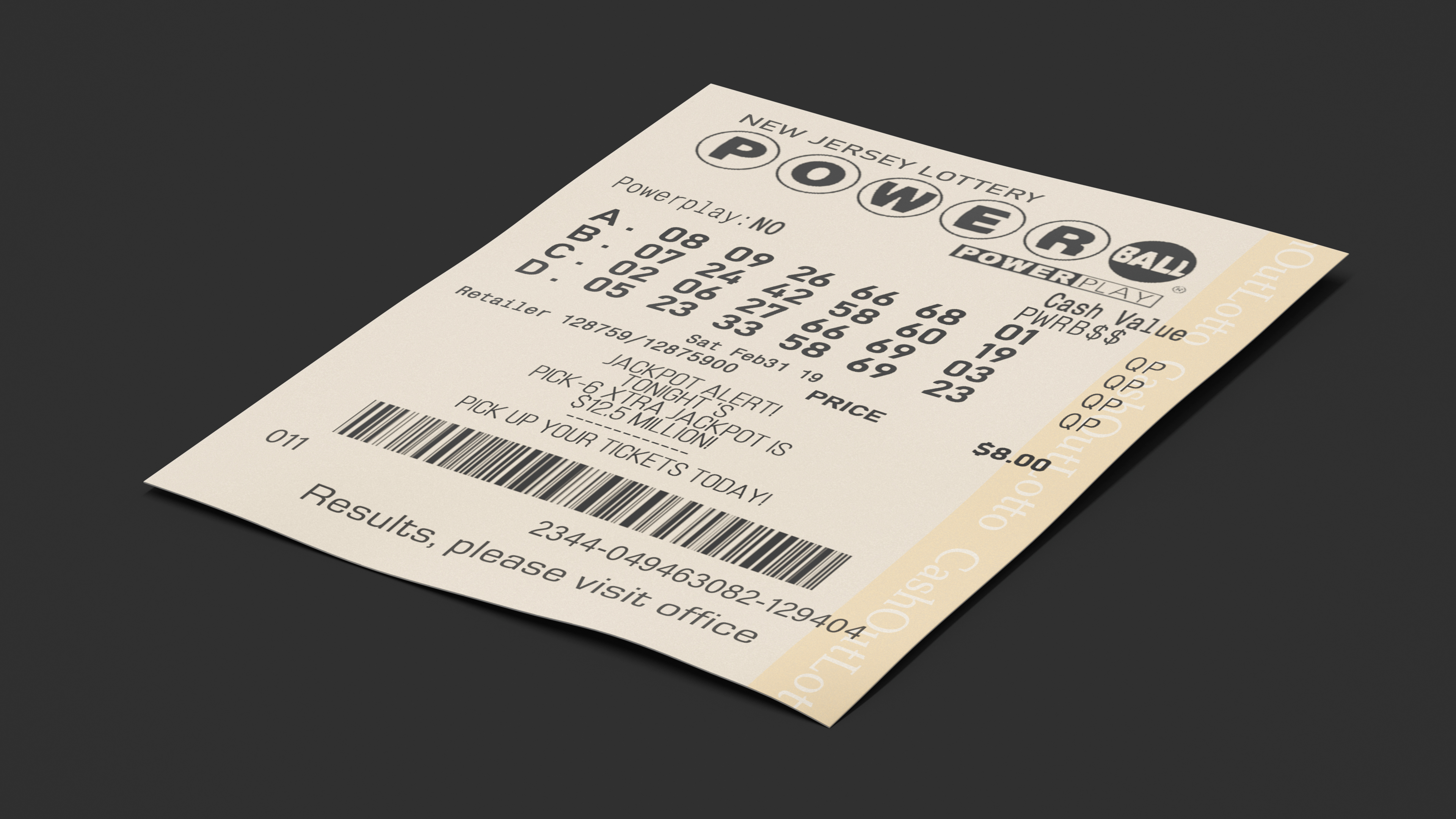 Flat Powerball Lottery Ticket 3D model