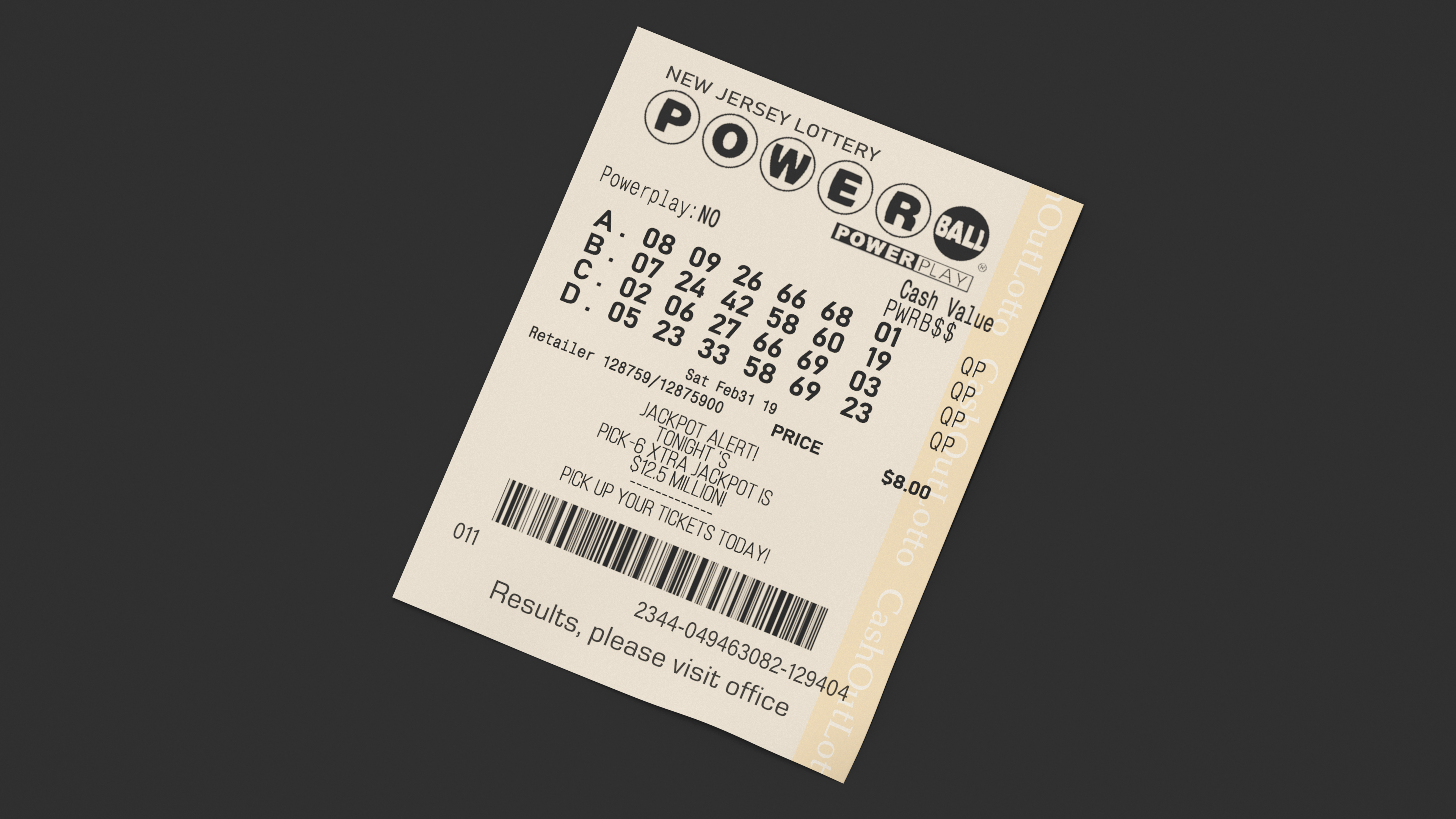 Flat Powerball Lottery Ticket 3D model