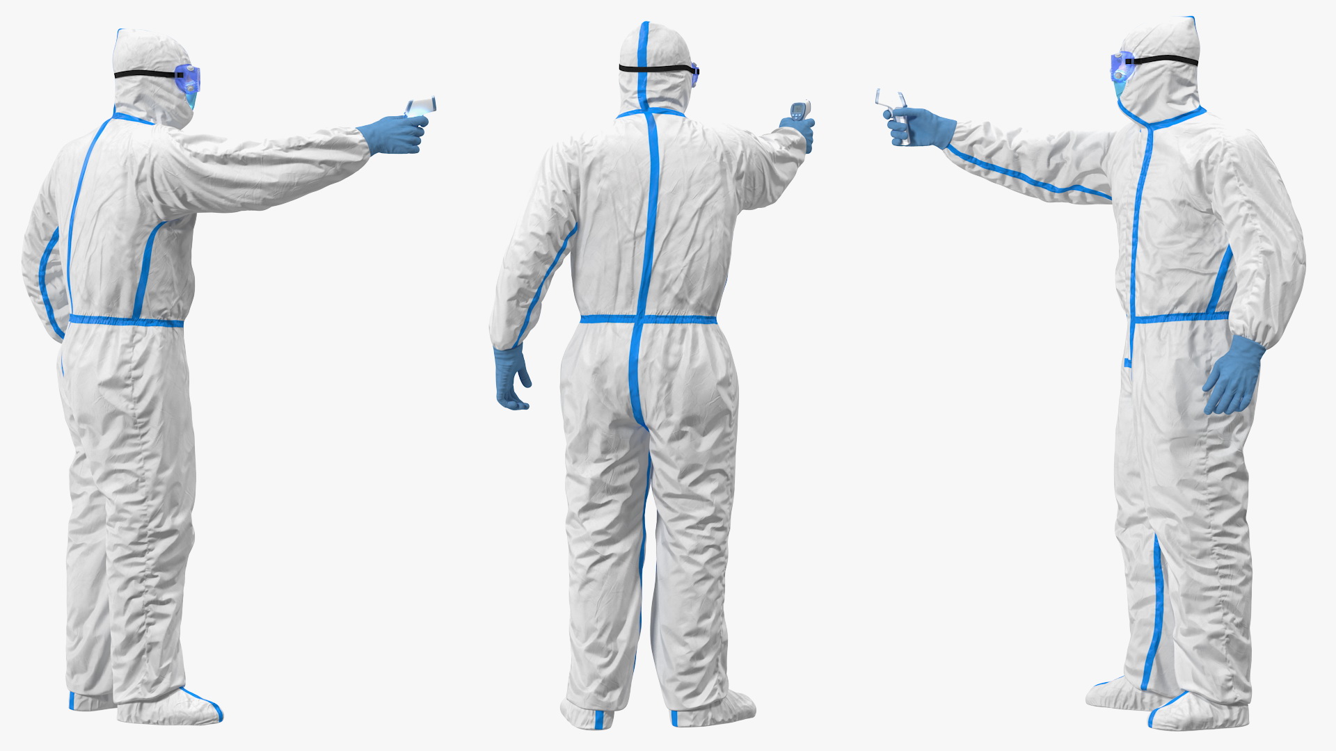 3D model Man Disposable Medical Protective Suit with Thermometer